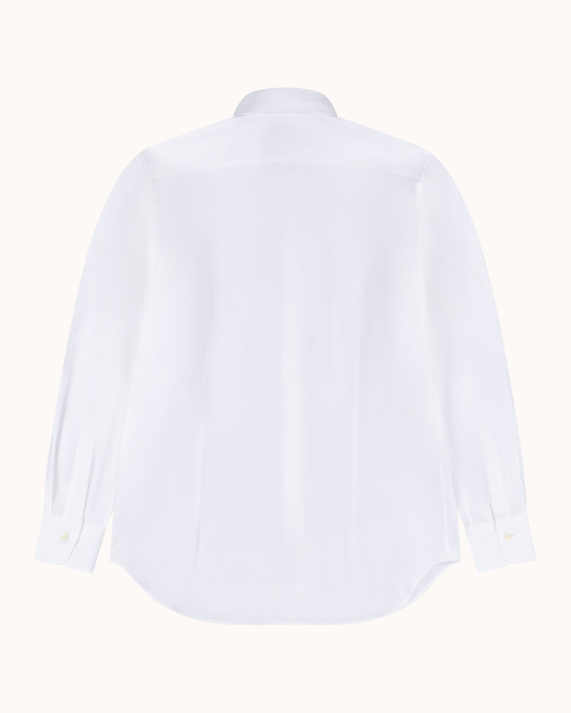 Spread Collar Shirt - White Cotton Poplin