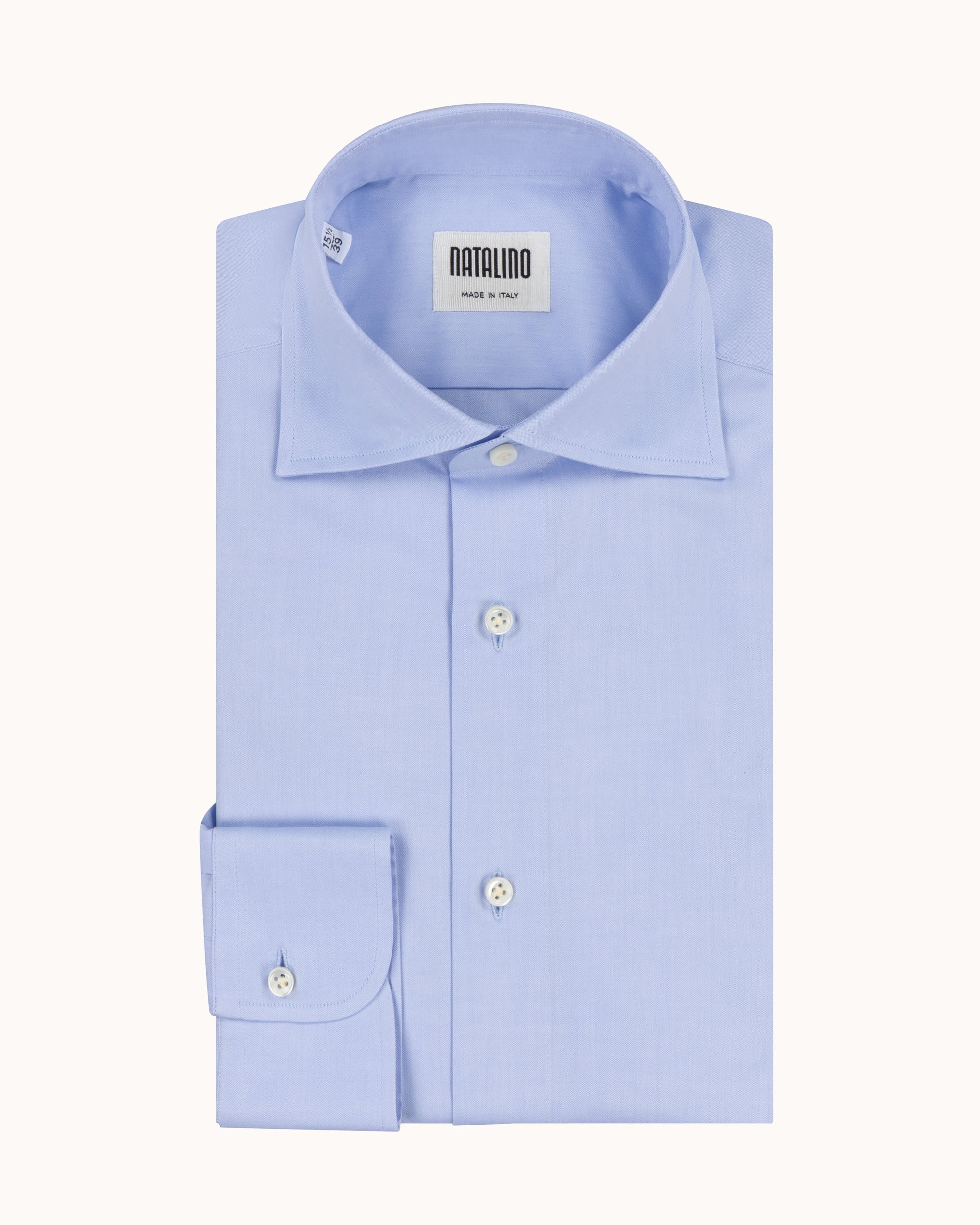 Spread Collar Shirt - Light Blue Cotton Poplin