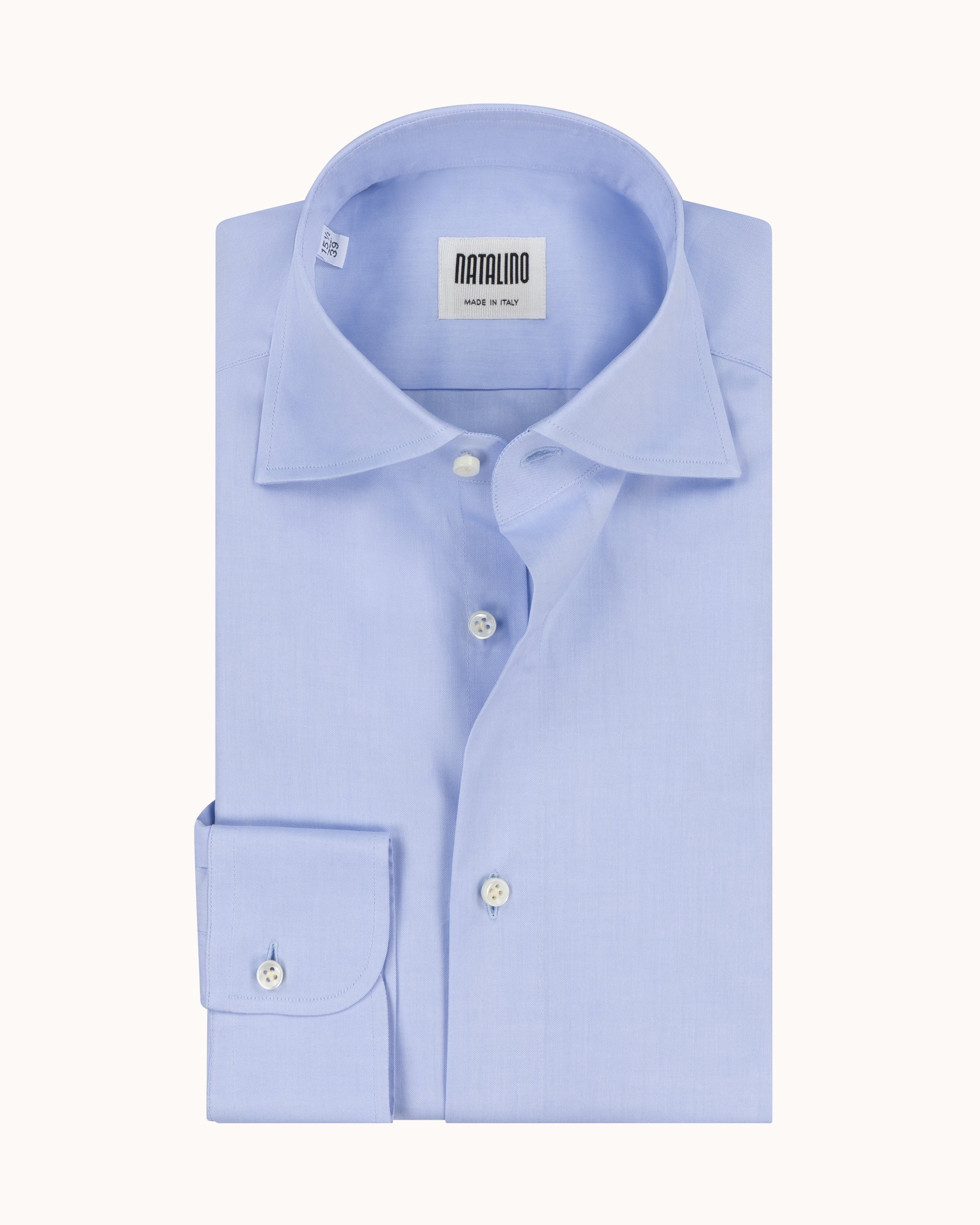 Spread Collar Shirt - Light Blue Cotton Poplin