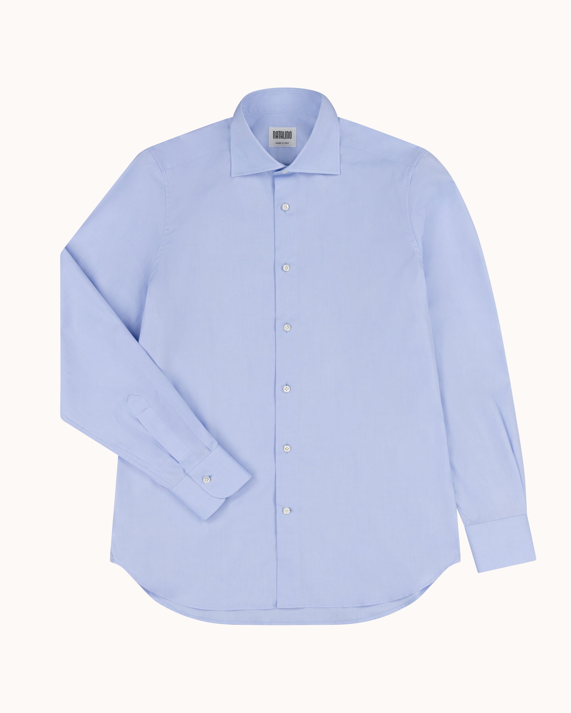 Spread Collar Shirt - Light Blue Cotton Poplin
