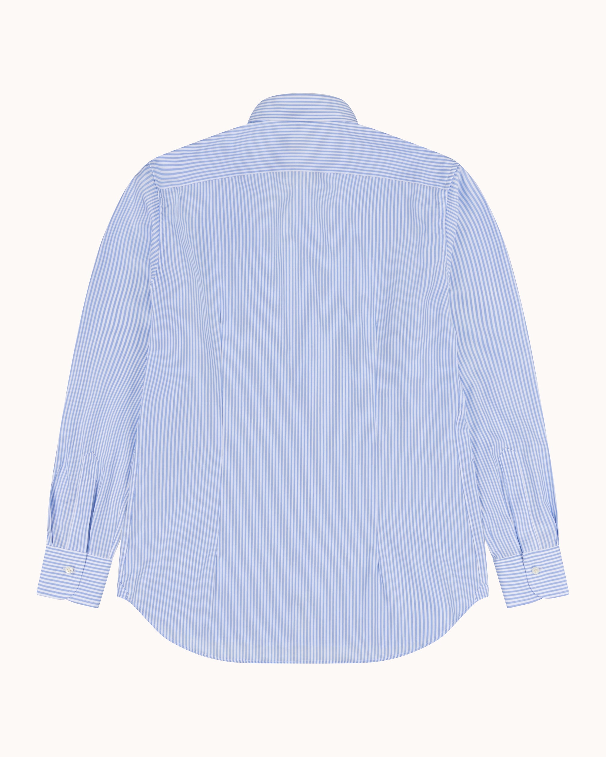 Spread Collar Shirt - Blue Stripe Cotton Poplin