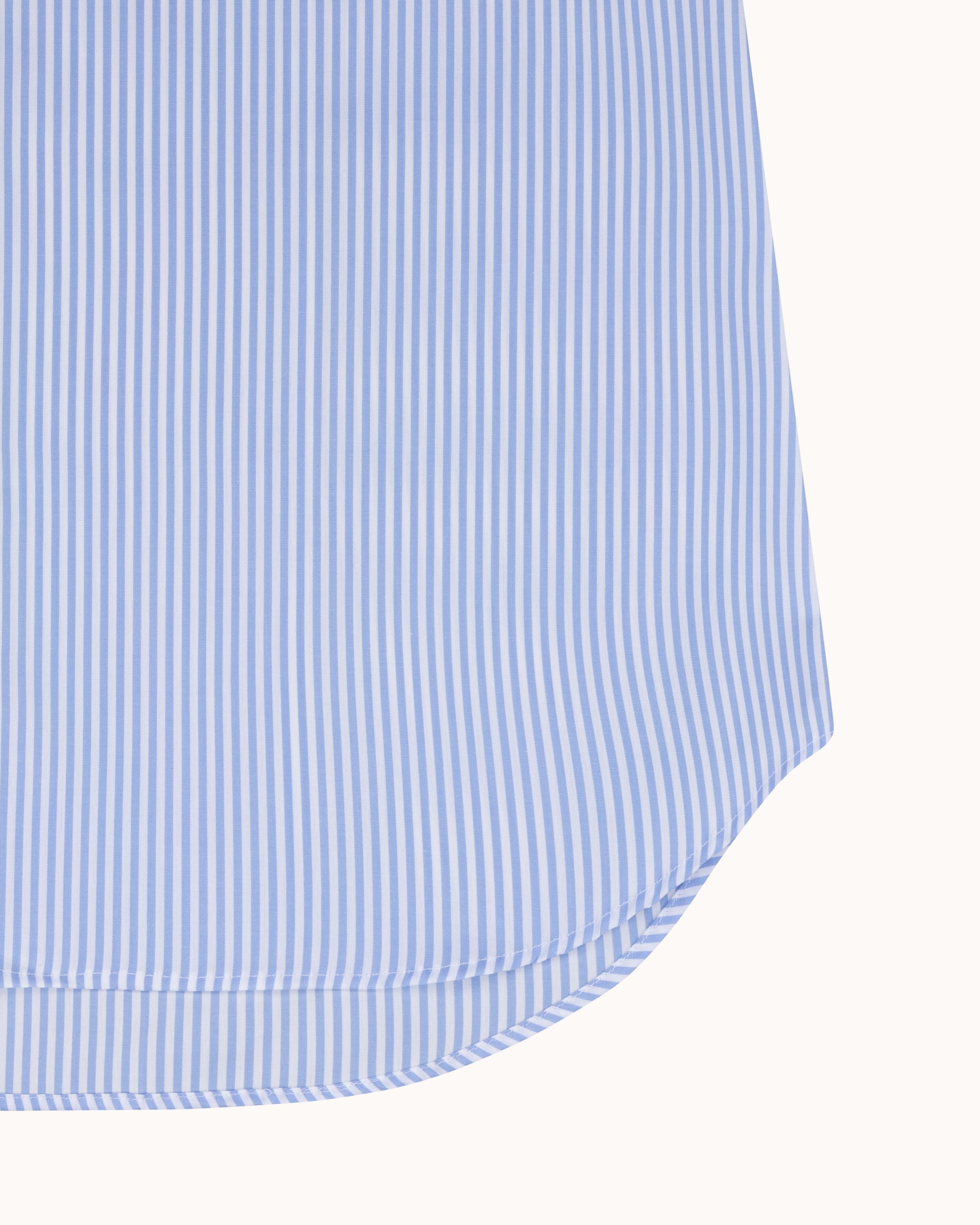 Spread Collar Shirt - Blue Stripe Cotton Poplin