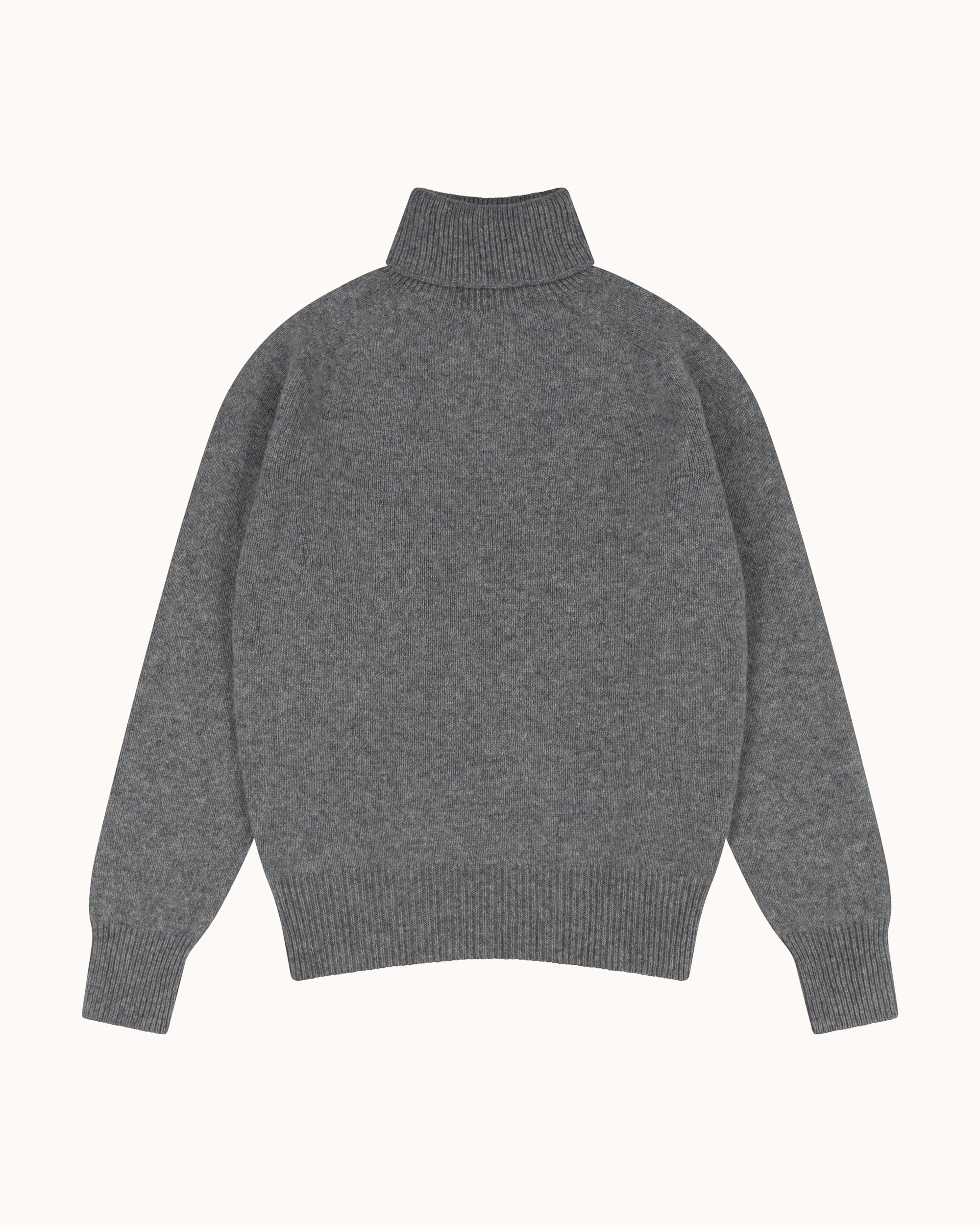 Lambswool Roll Neck Sweater - Grey