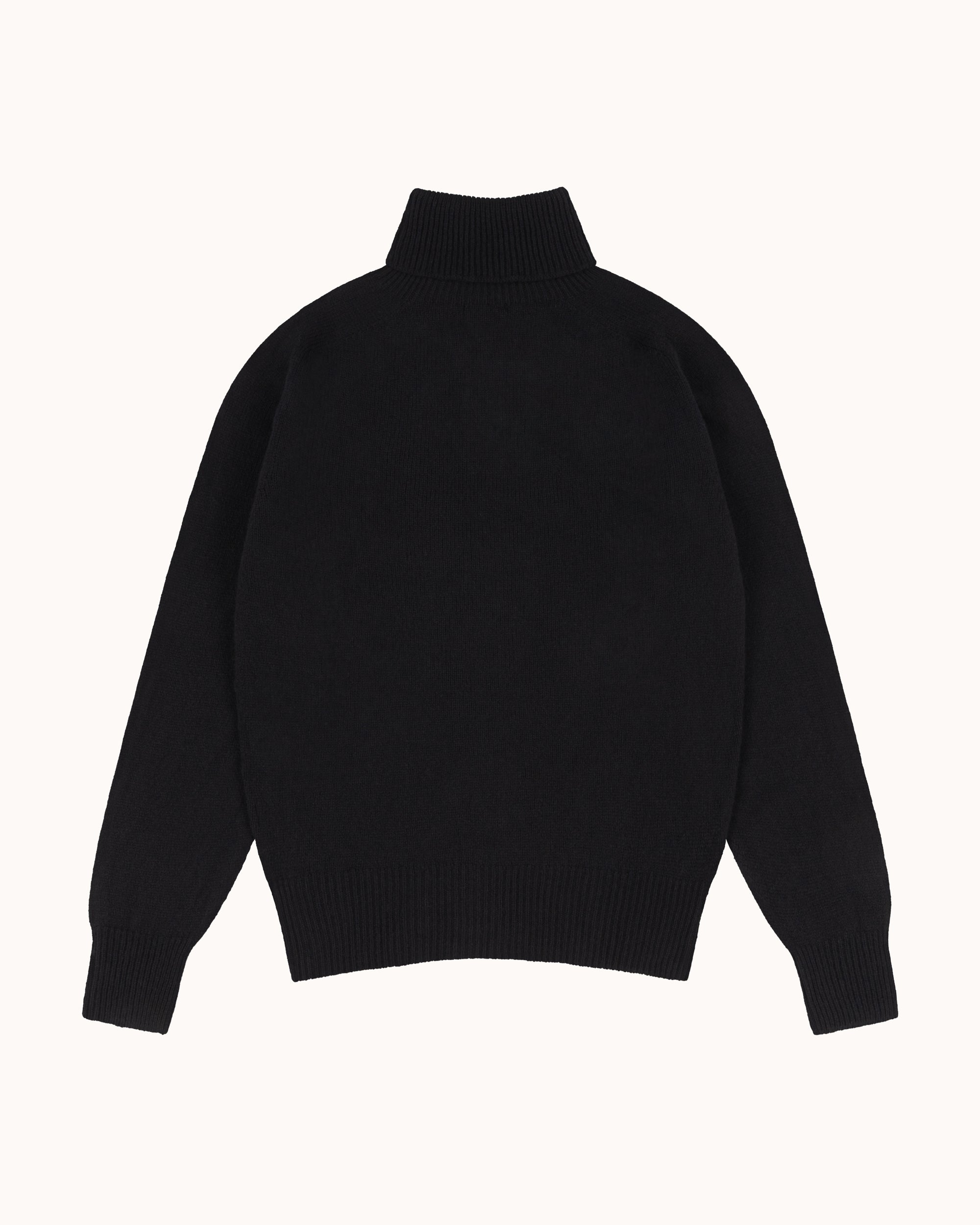 Lambswool Roll Neck Sweater - Black