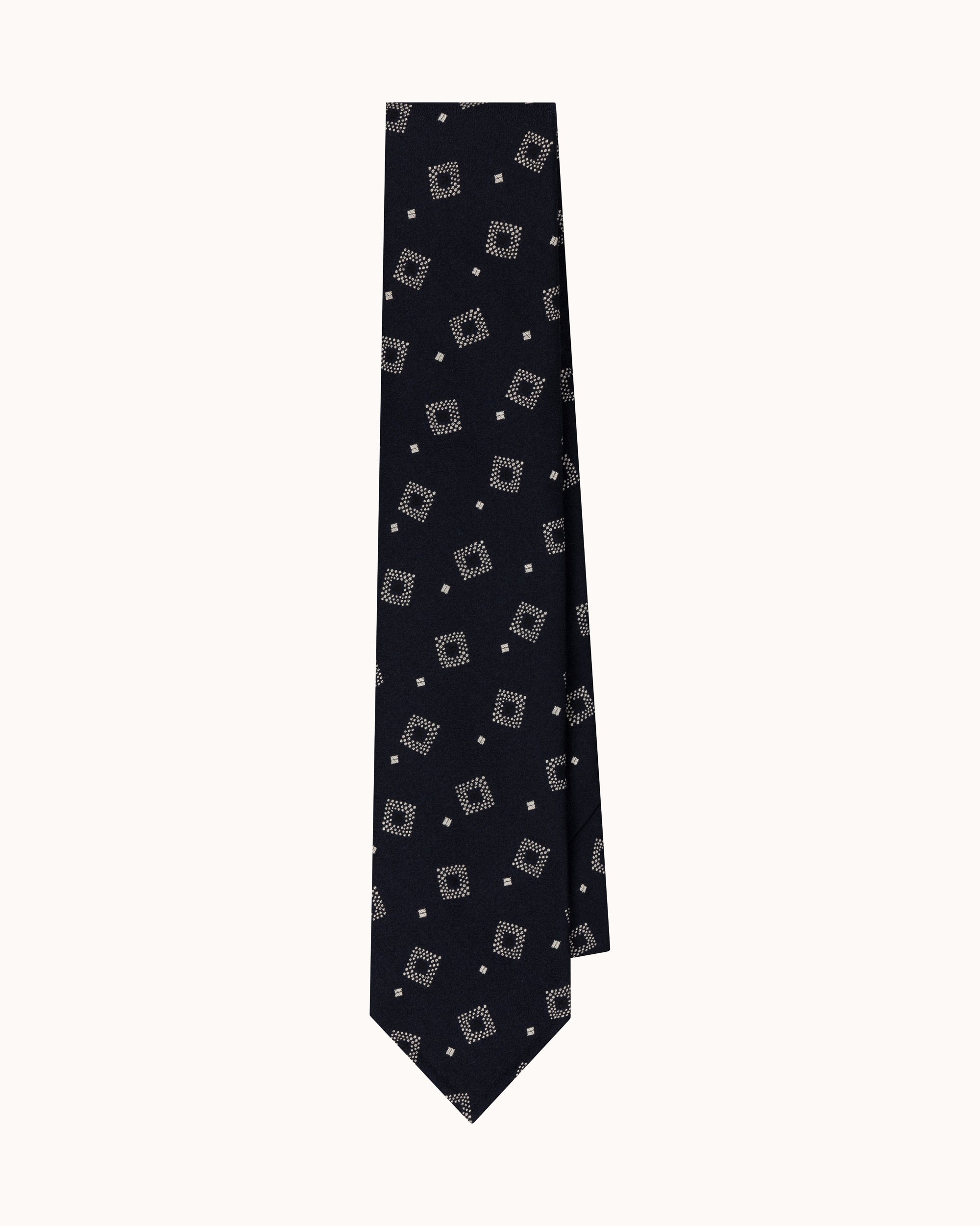 Shibumi Firenze - Geometrical Boucle Silk Tie - Navy