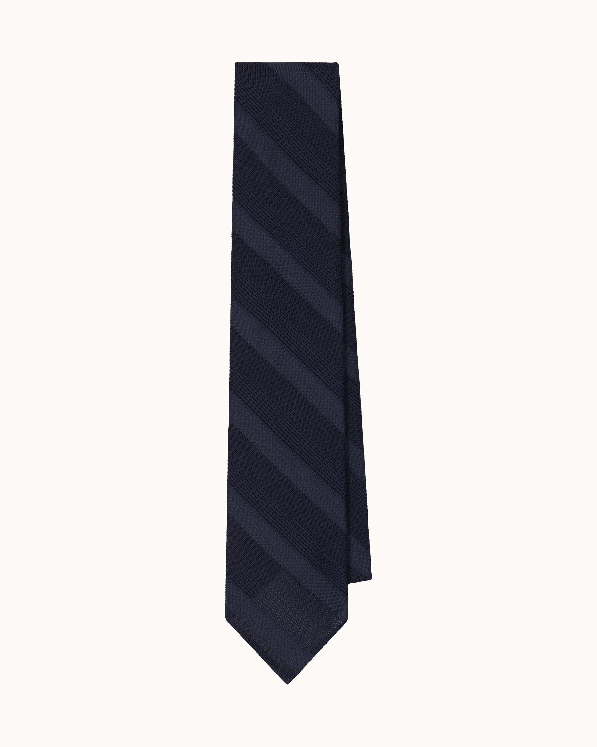 Shibumi Firenze - Striped Fina Grenadine Silk Tie - Navy
