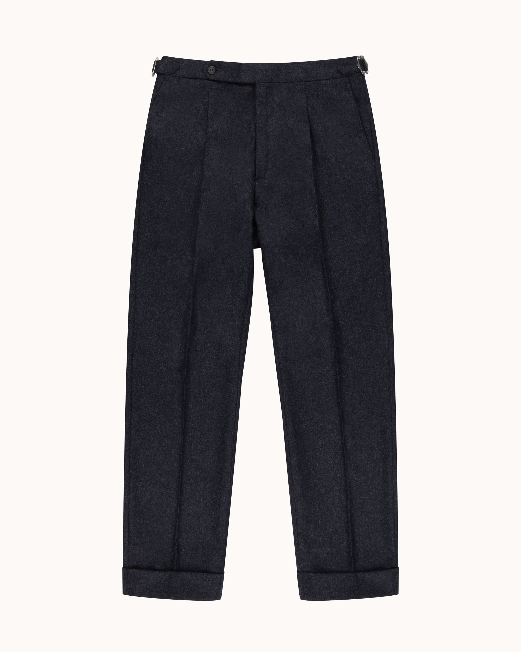 Single Pleat Trouser - Charcoal Grey Woollen Flannel