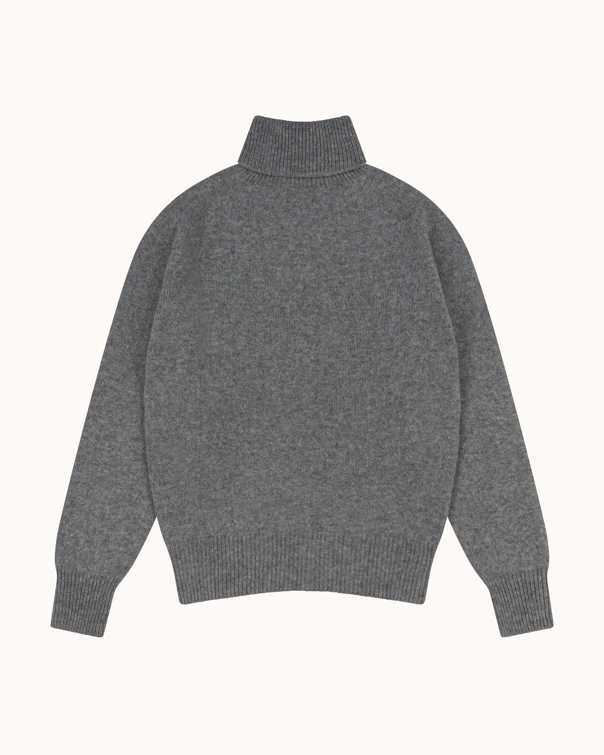 Lambswool Roll Neck Sweater - Grey