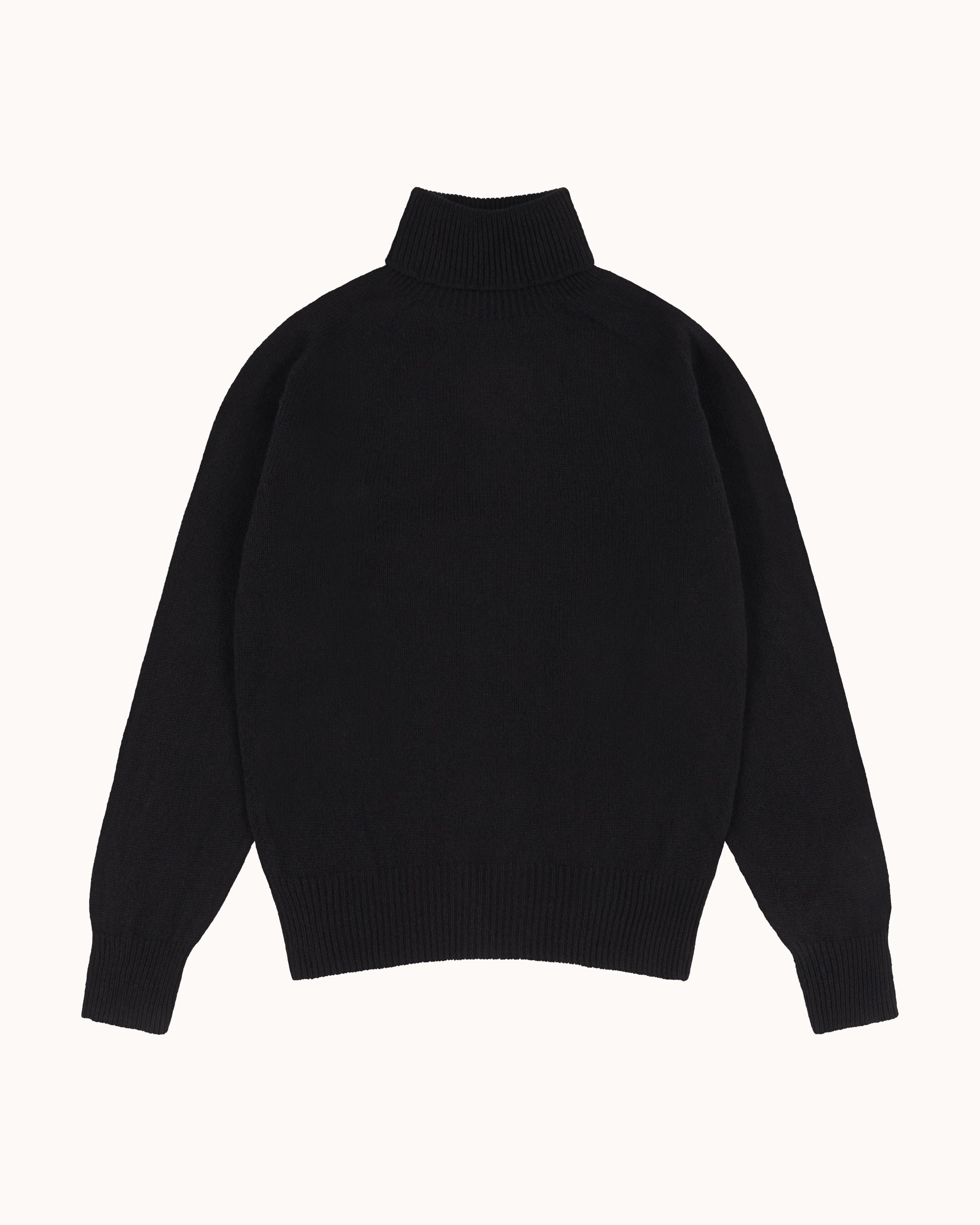 Lambswool Roll Neck Sweater - Black