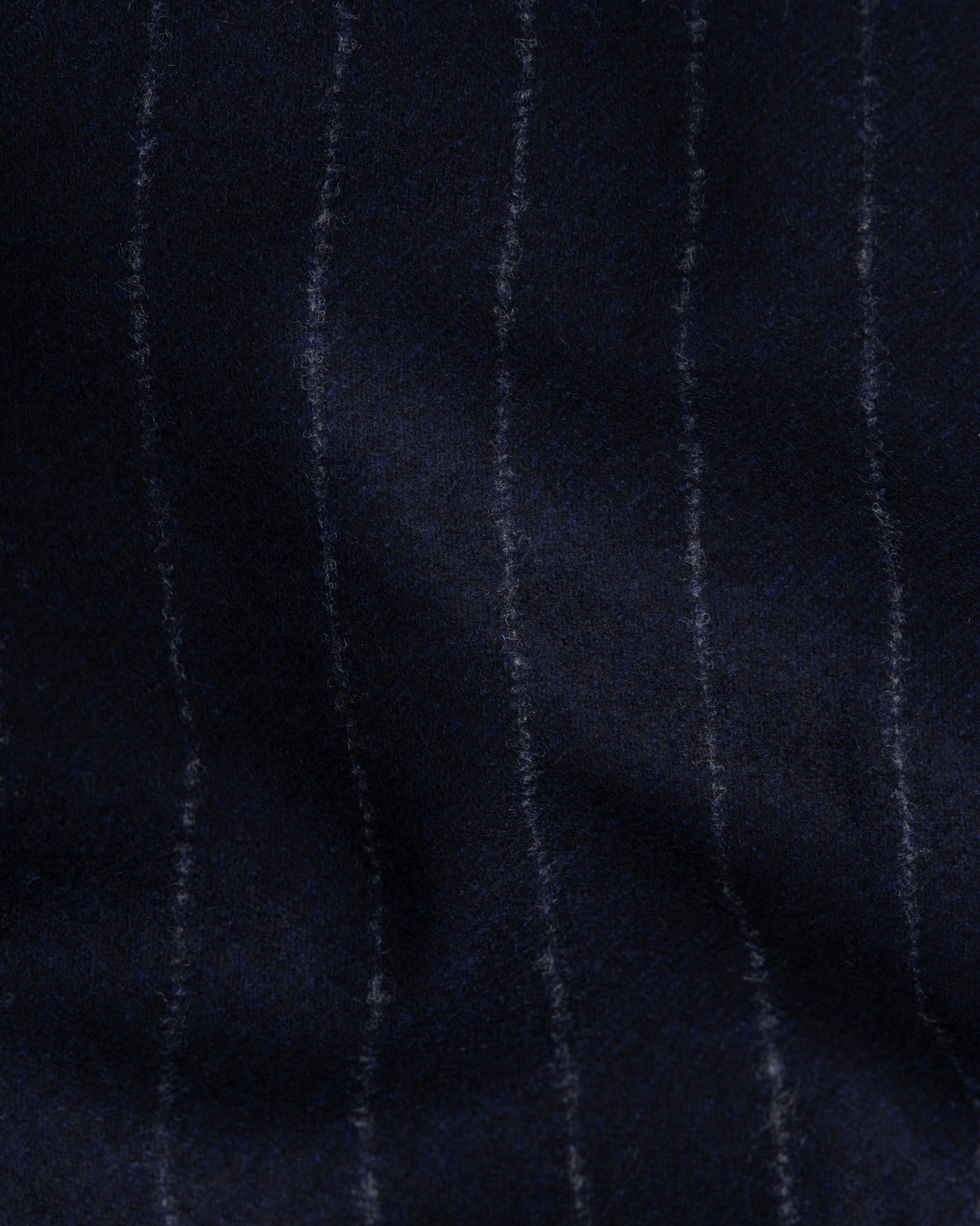 Double Breasted Sport Jacket - Navy Chalk Stripe Woollen Flannel