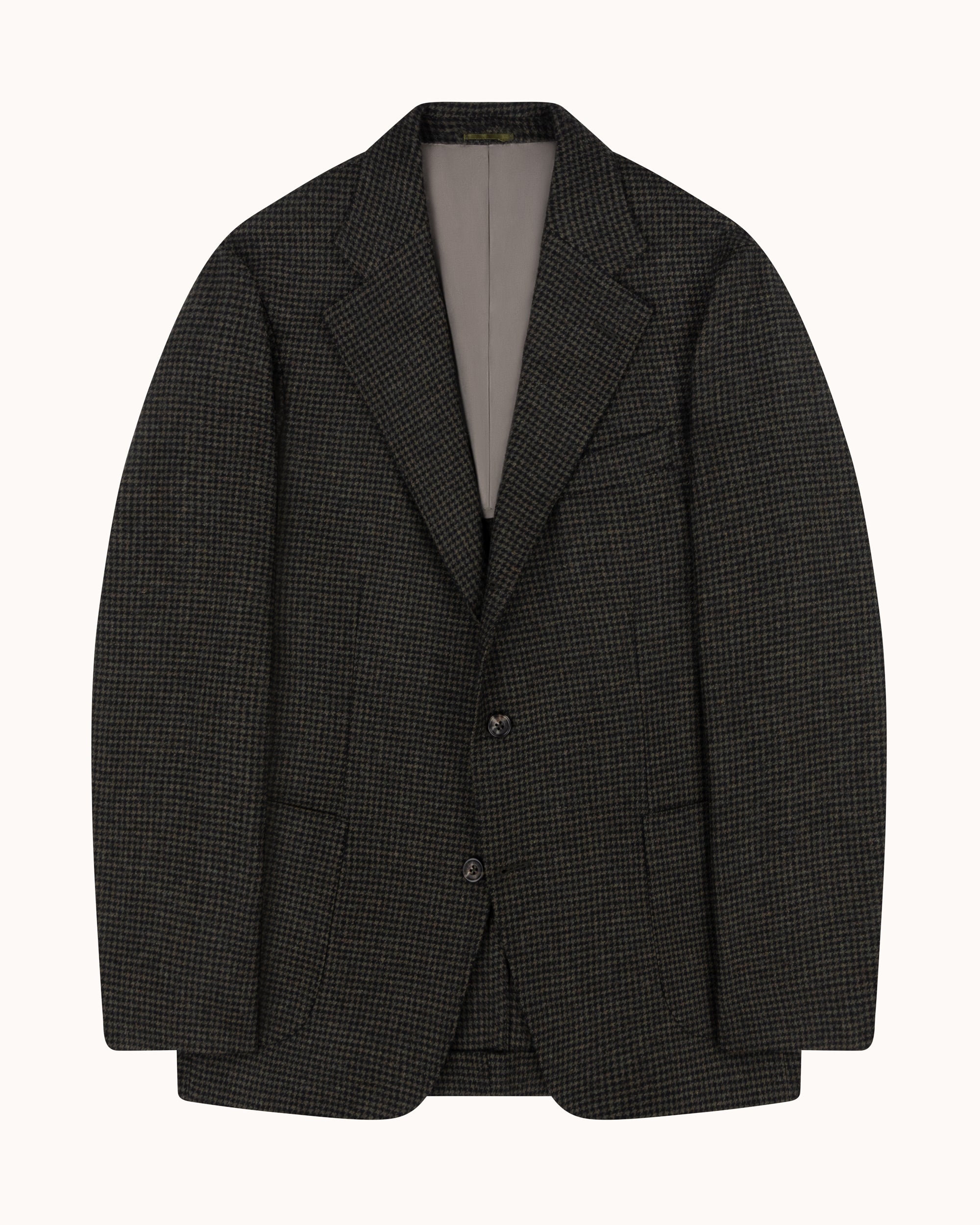 Sport Jacket - Dark Olive Houndstooth Wool
