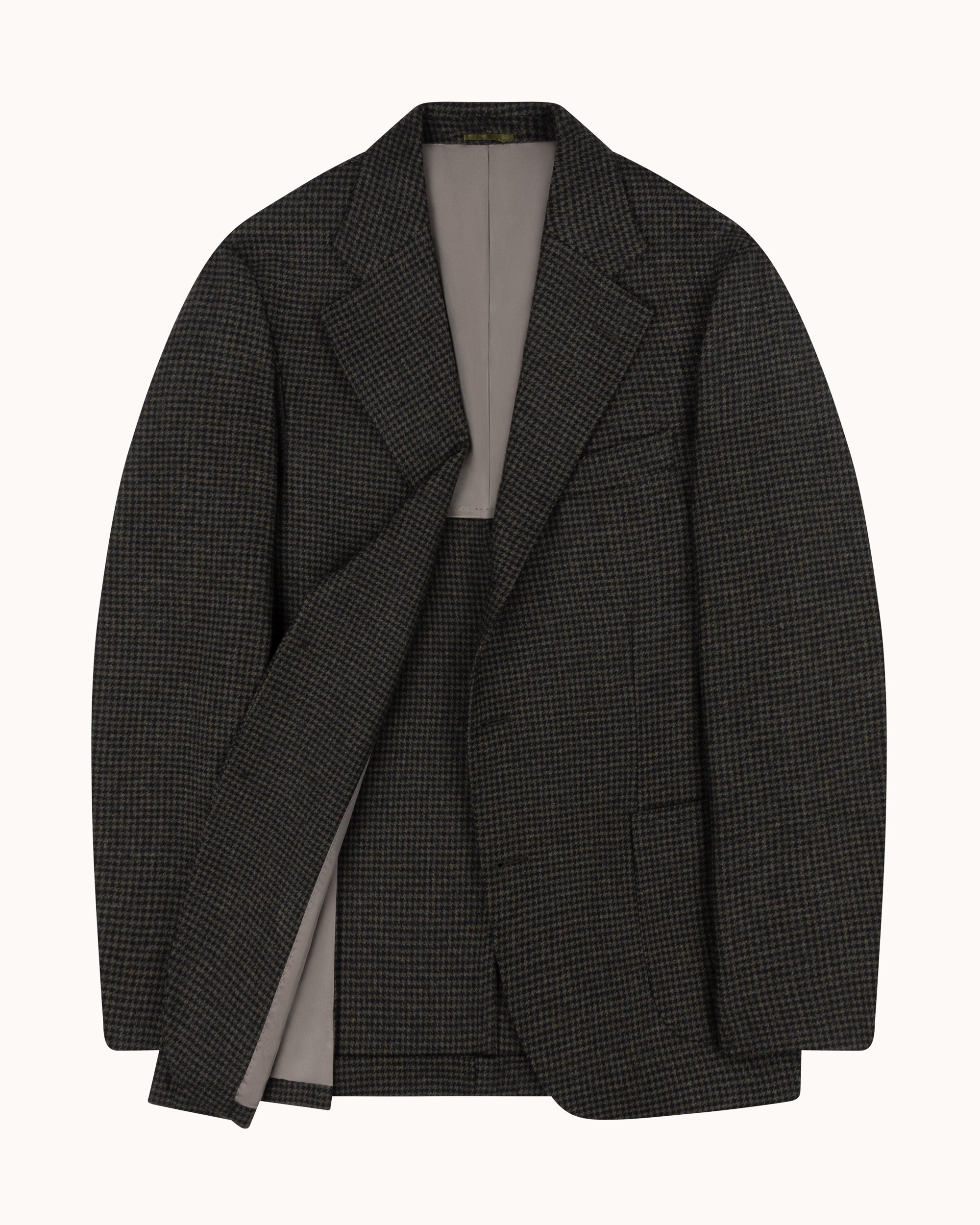 Sport Jacket - Dark Olive Houndstooth Wool