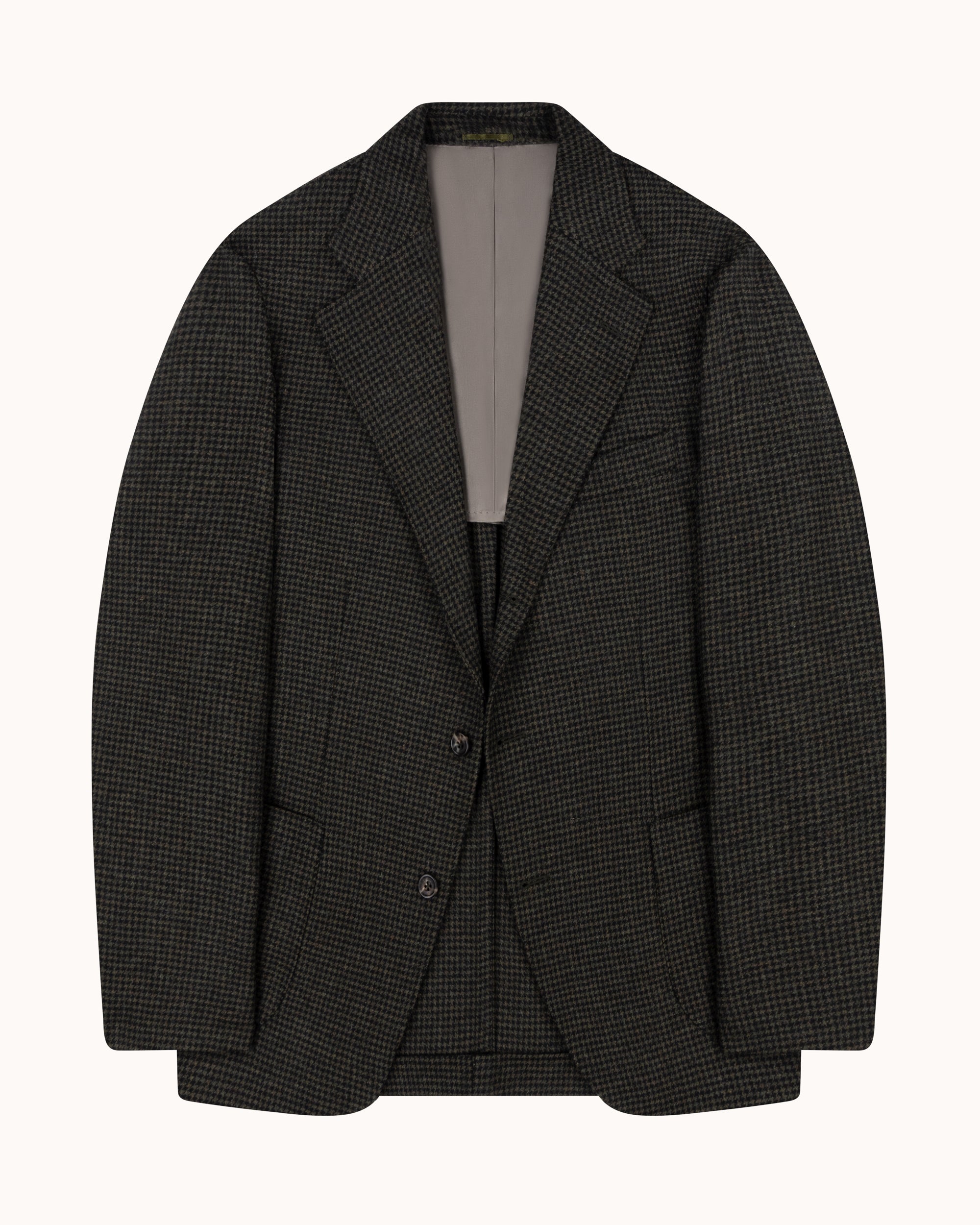 Sport Jacket - Dark Olive Houndstooth Wool