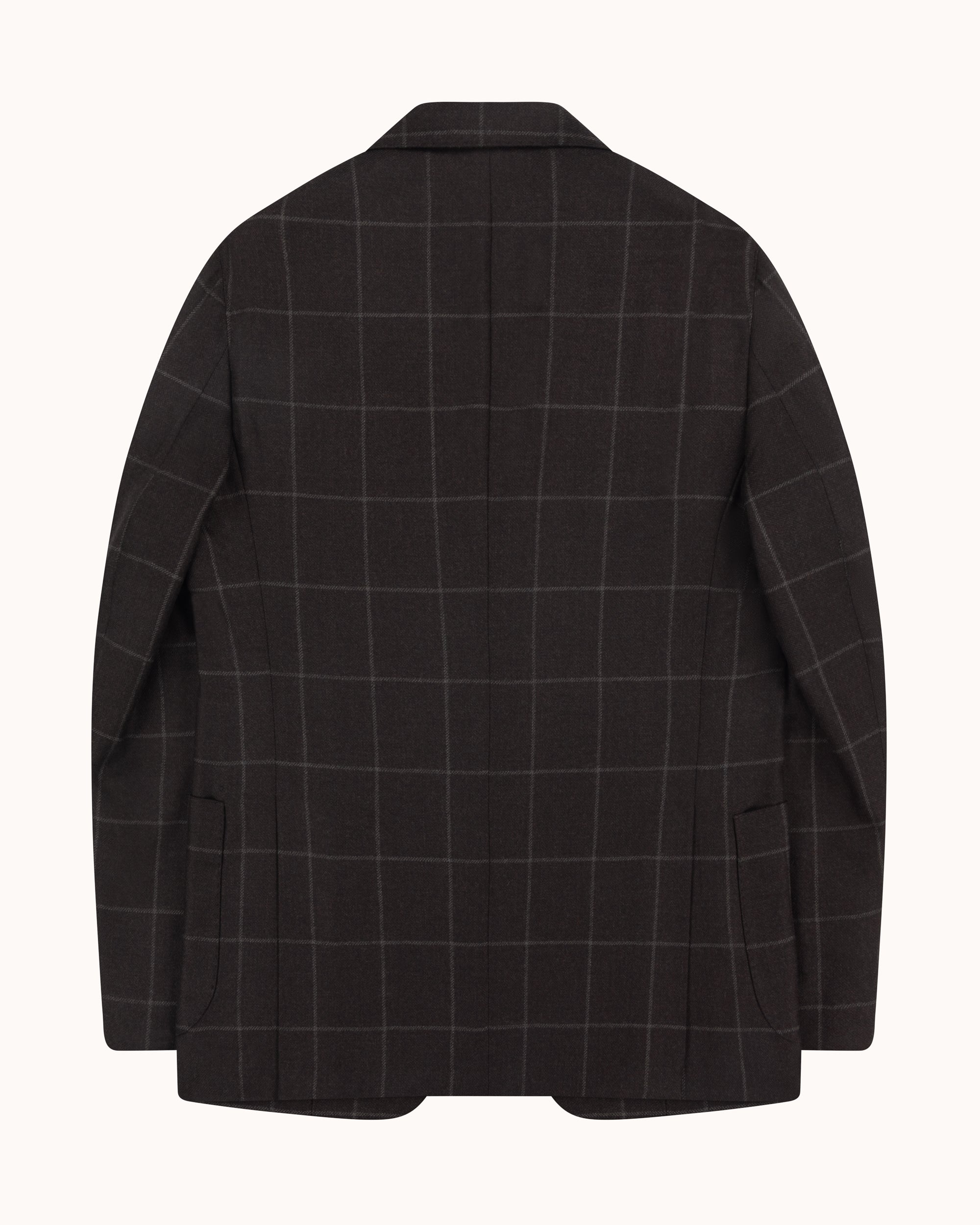 Sport Jacket -  Dark Brown Windowpane Wool Cashmere