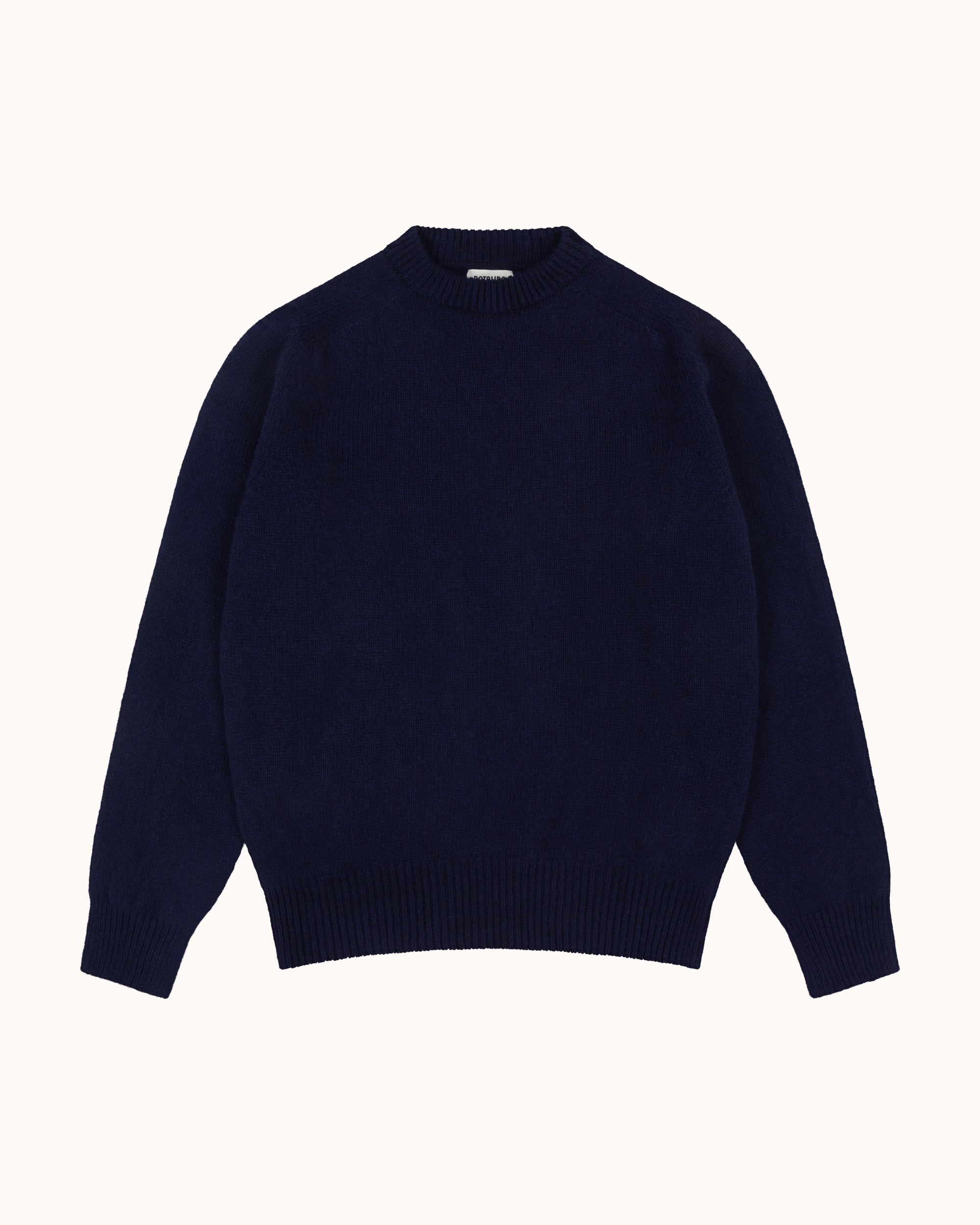 Shetland Wool Crew Neck Sweater - Navy