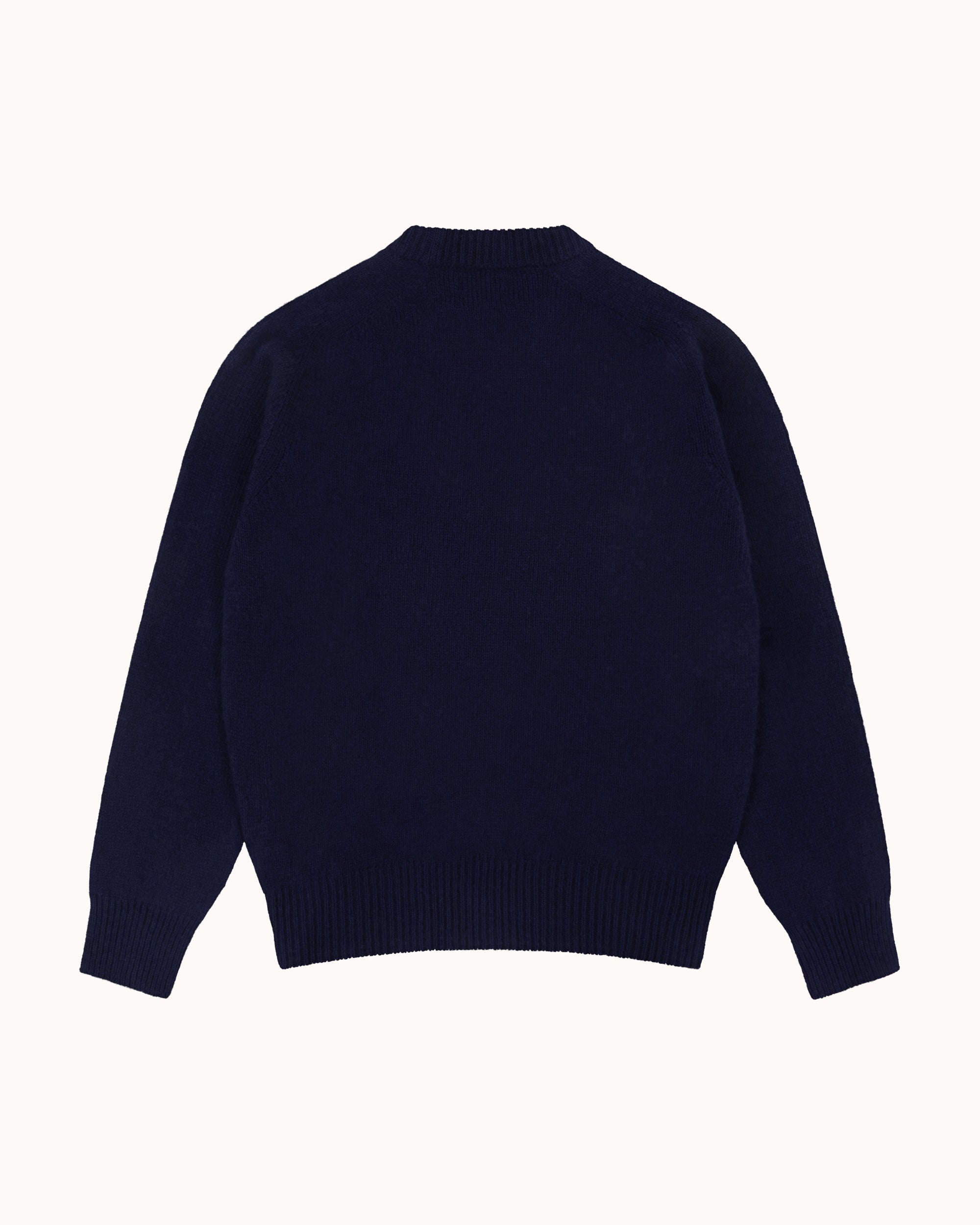 Shetland Wool Crew Neck Sweater - Navy