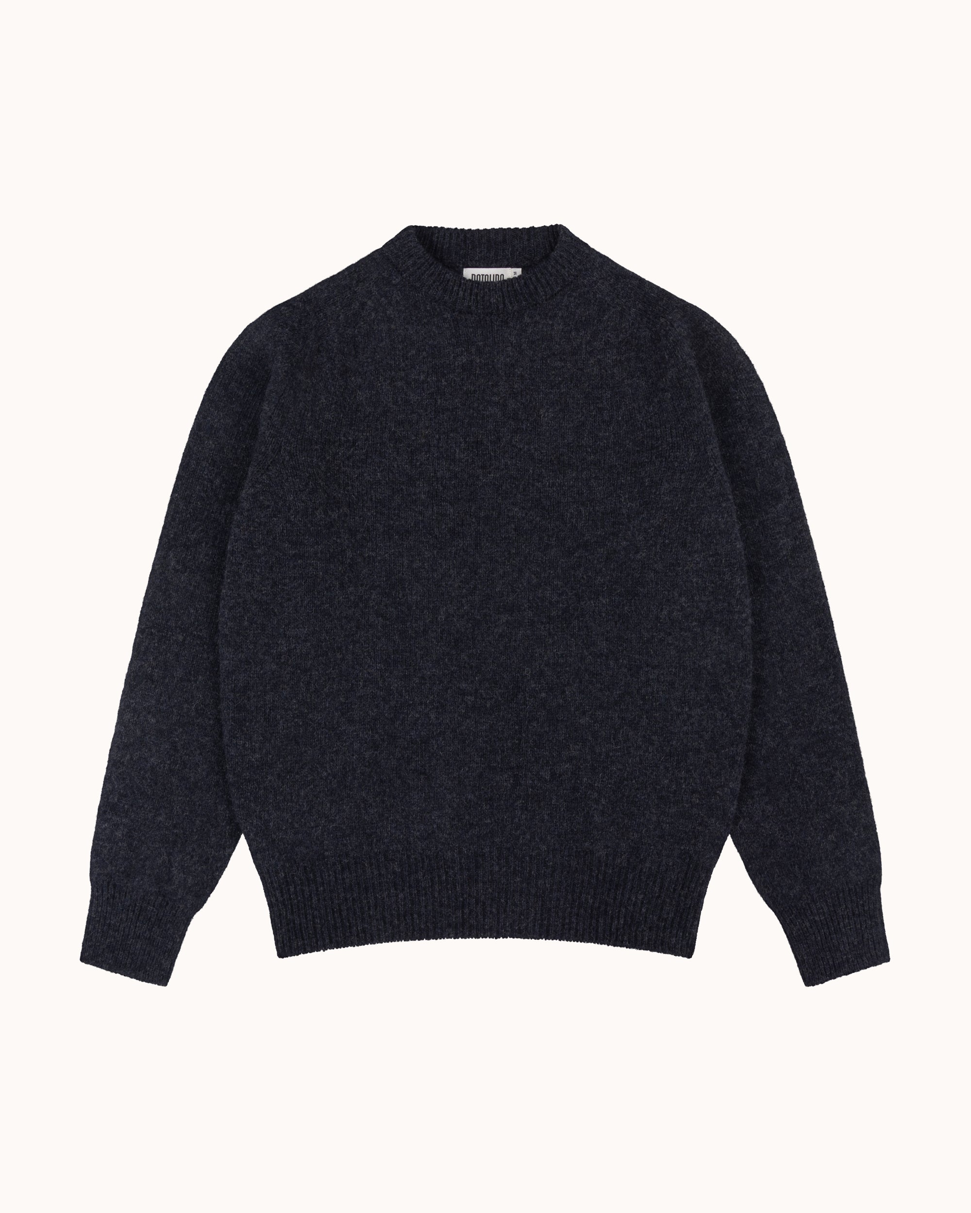 Shetland Wool Crew Neck Sweater - Charcoal