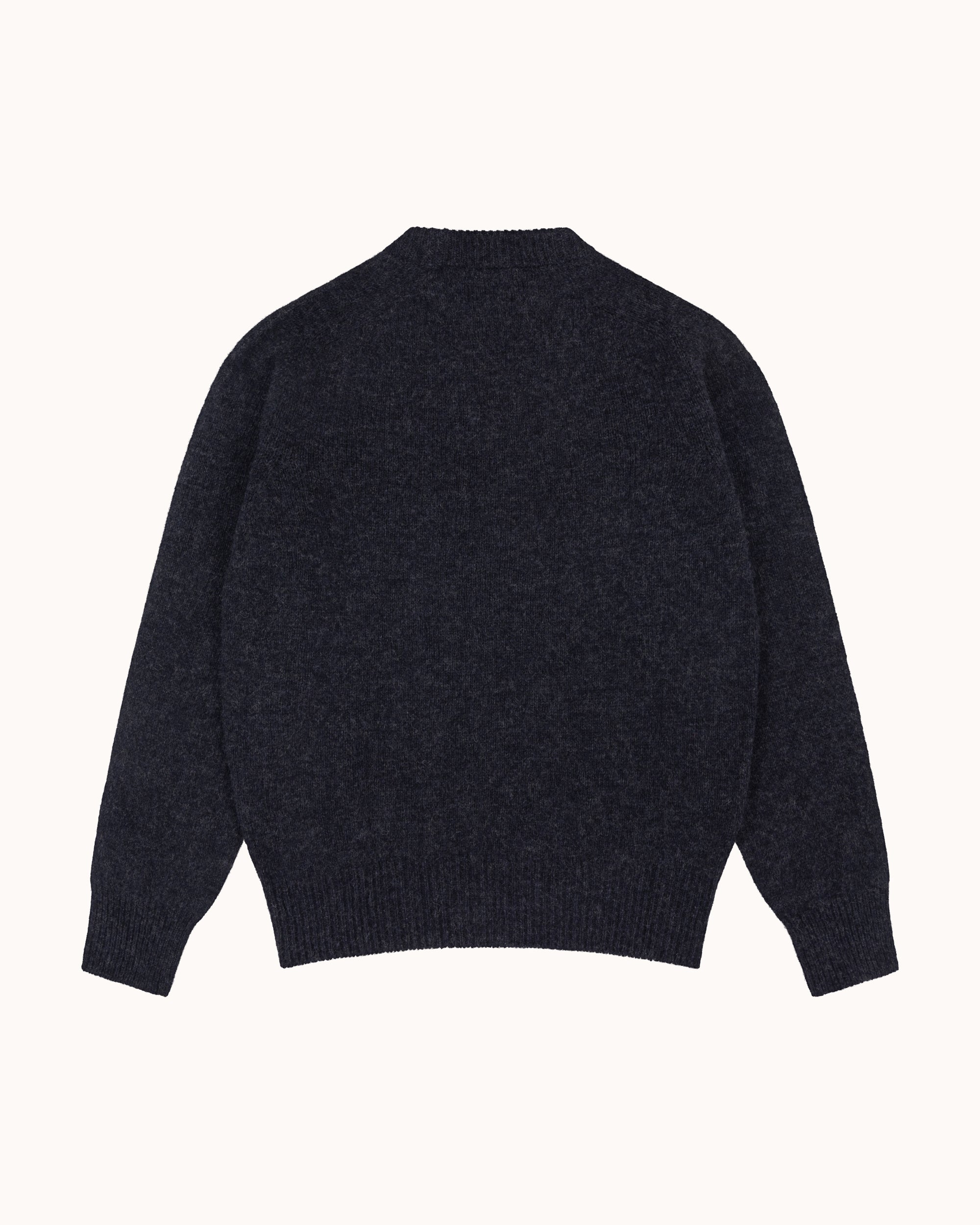 Shetland Wool Crew Neck Sweater - Charcoal