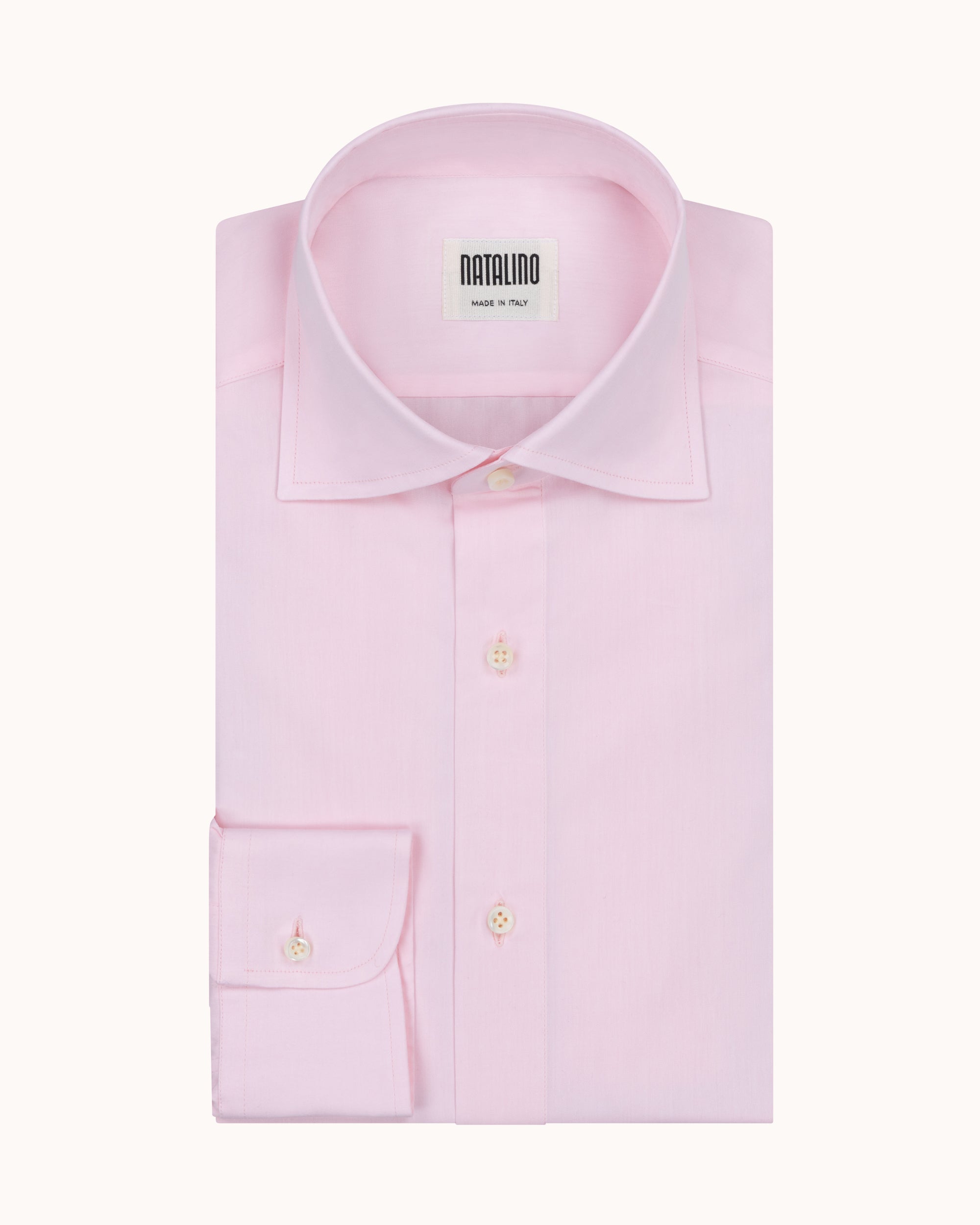 Spread Collar Shirt - Pink Cotton Poplin