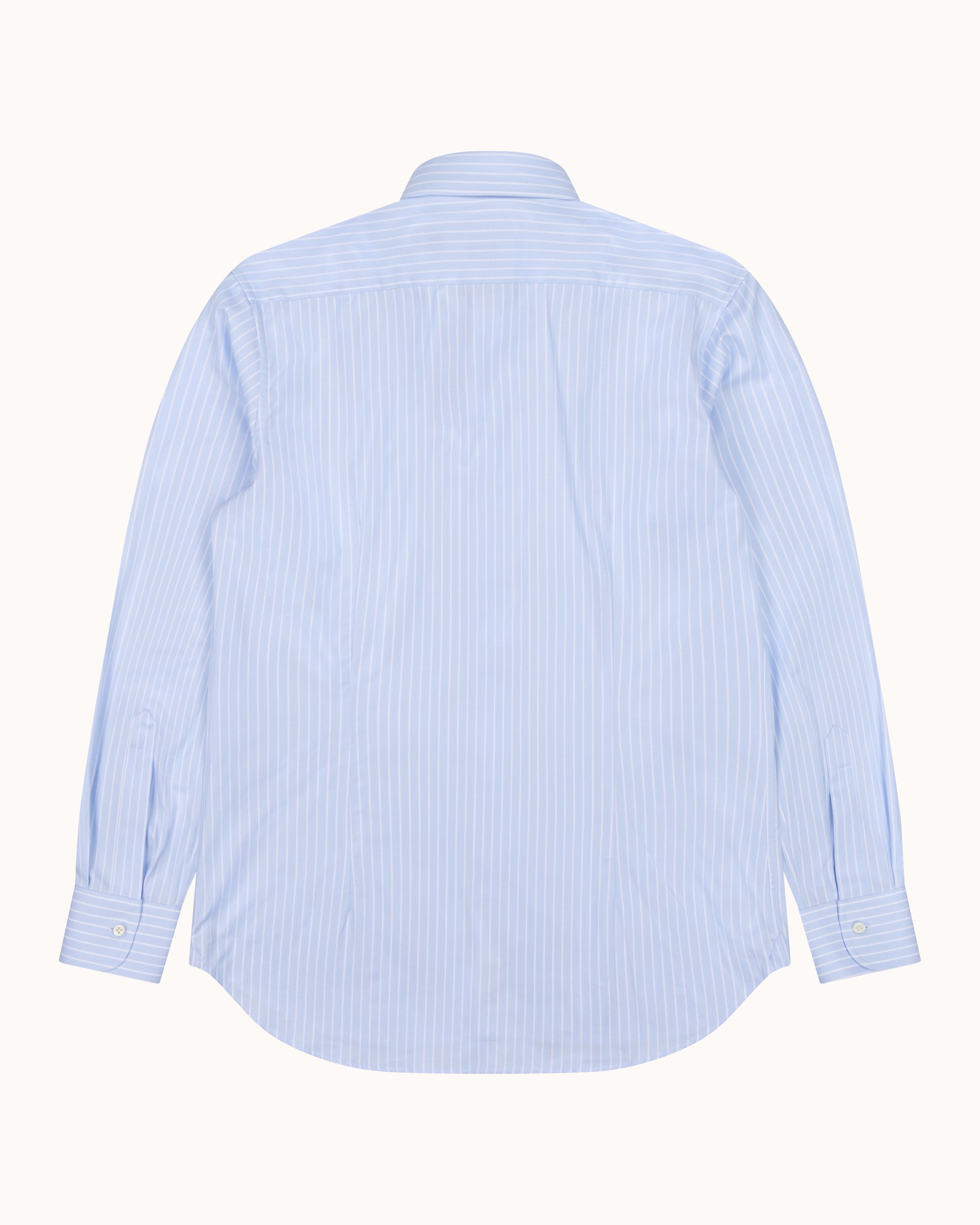 Spread Collar Shirt - Blue Pencil Stripe Cotton Poplin