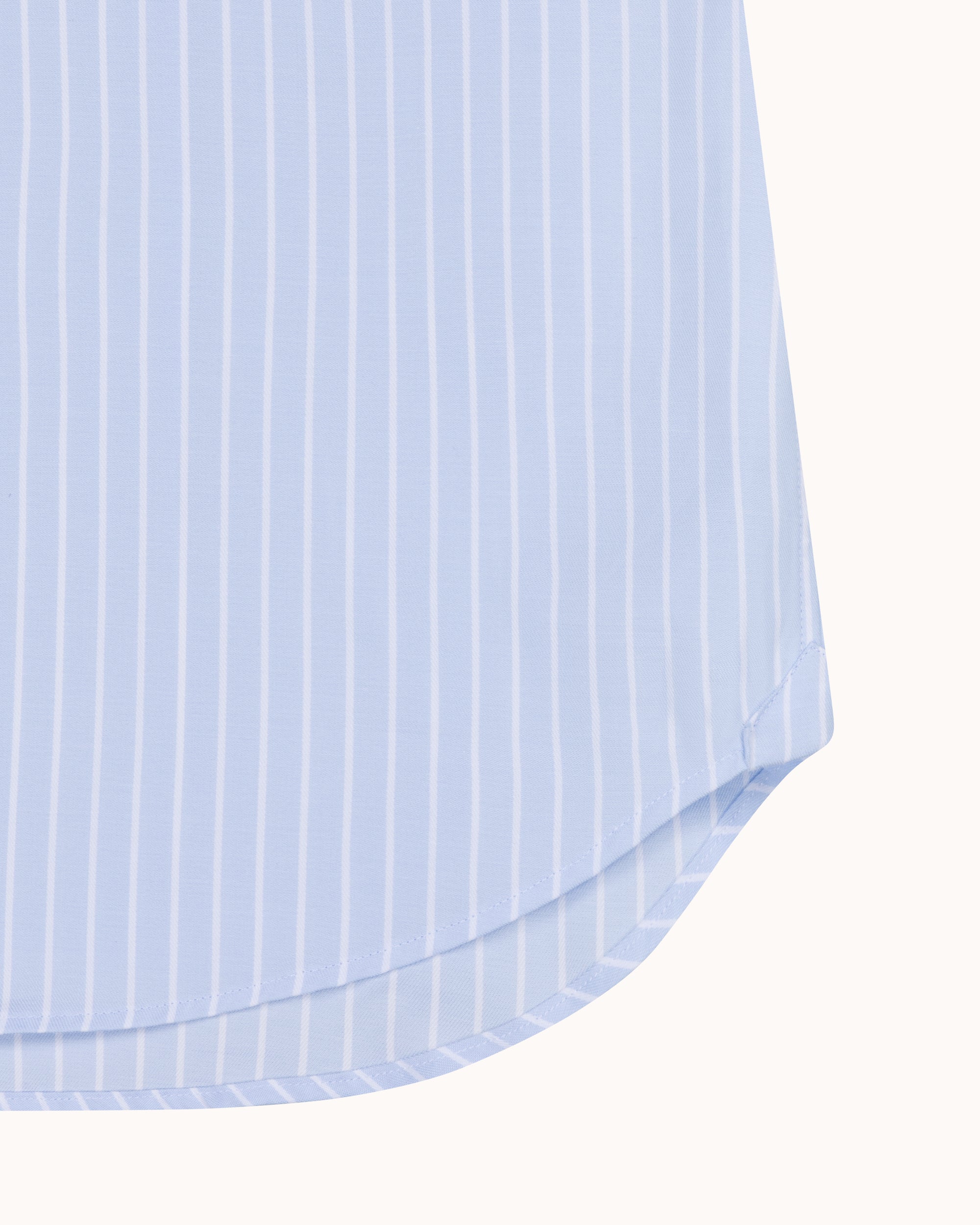 Spread Collar Shirt - Blue Pencil Stripe Cotton Poplin