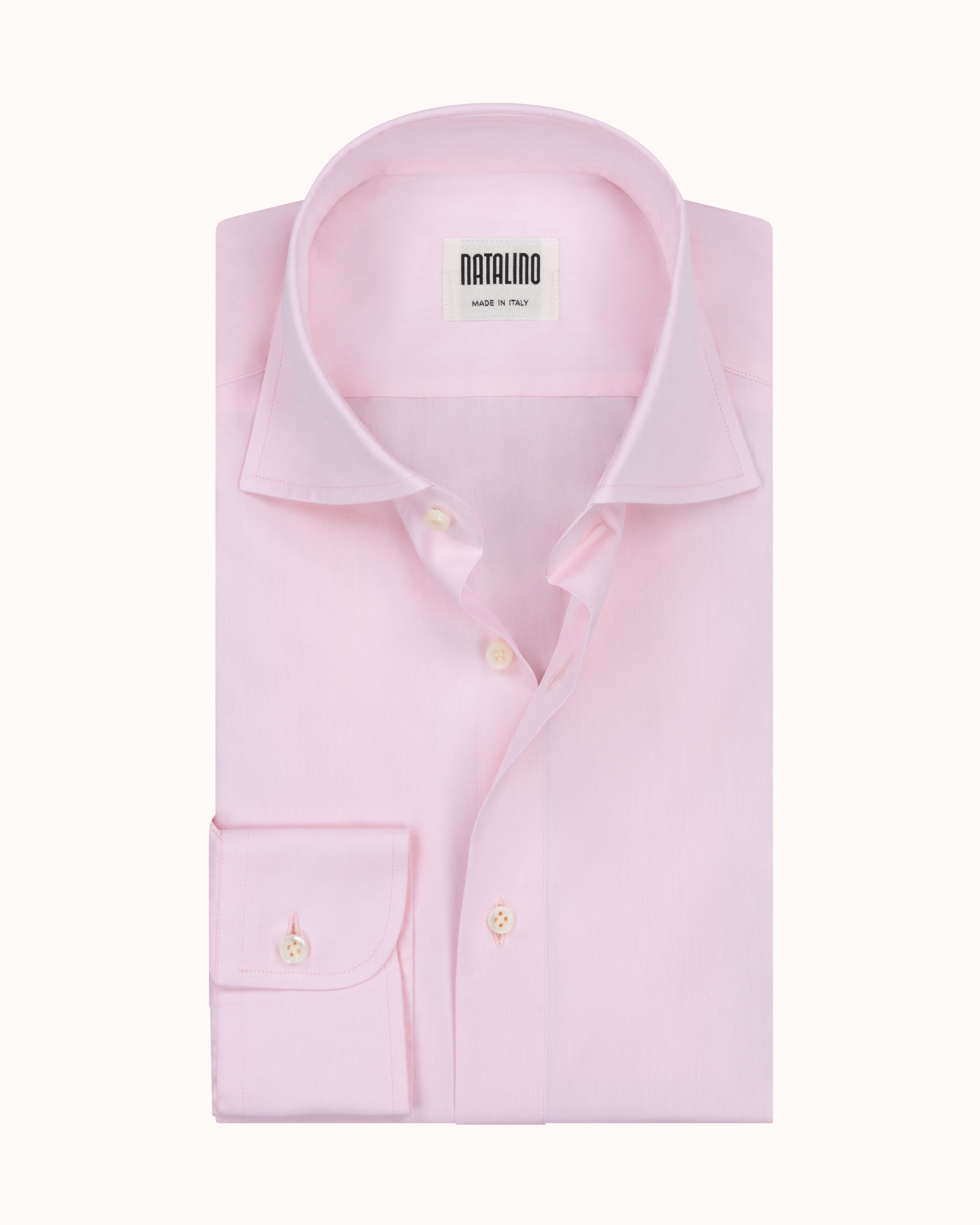 Spread Collar Shirt - Pink Cotton Poplin