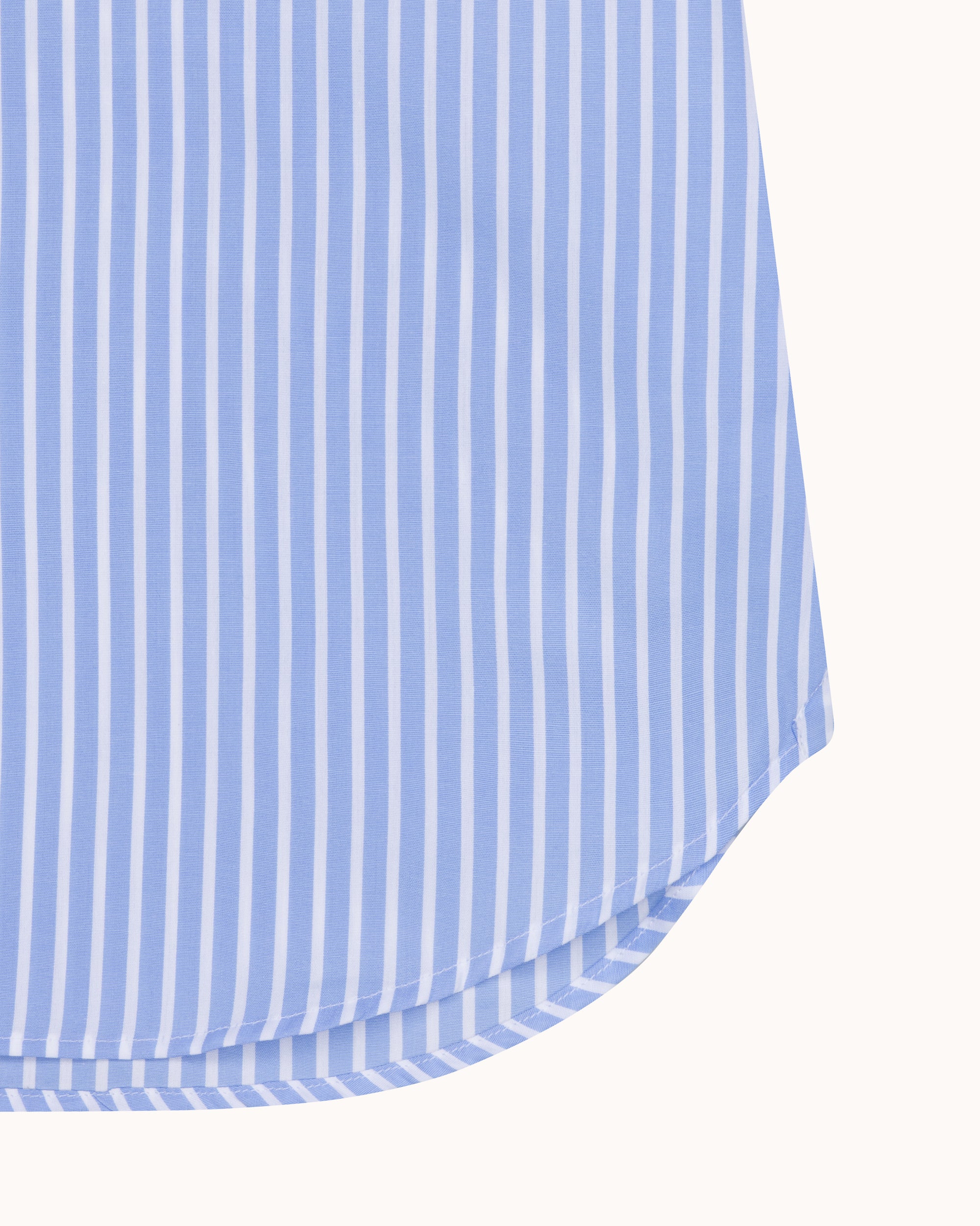 Spread Collar Shirt - Blue Bengal Stripe Cotton Poplin