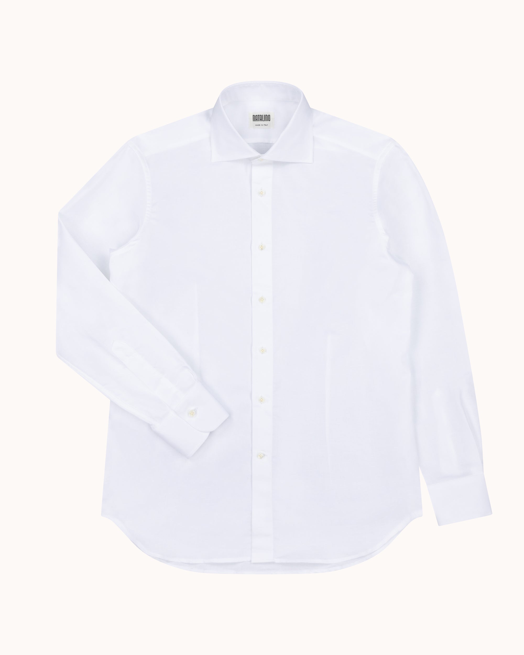 Spread Collar Shirt - White Cotton Linen