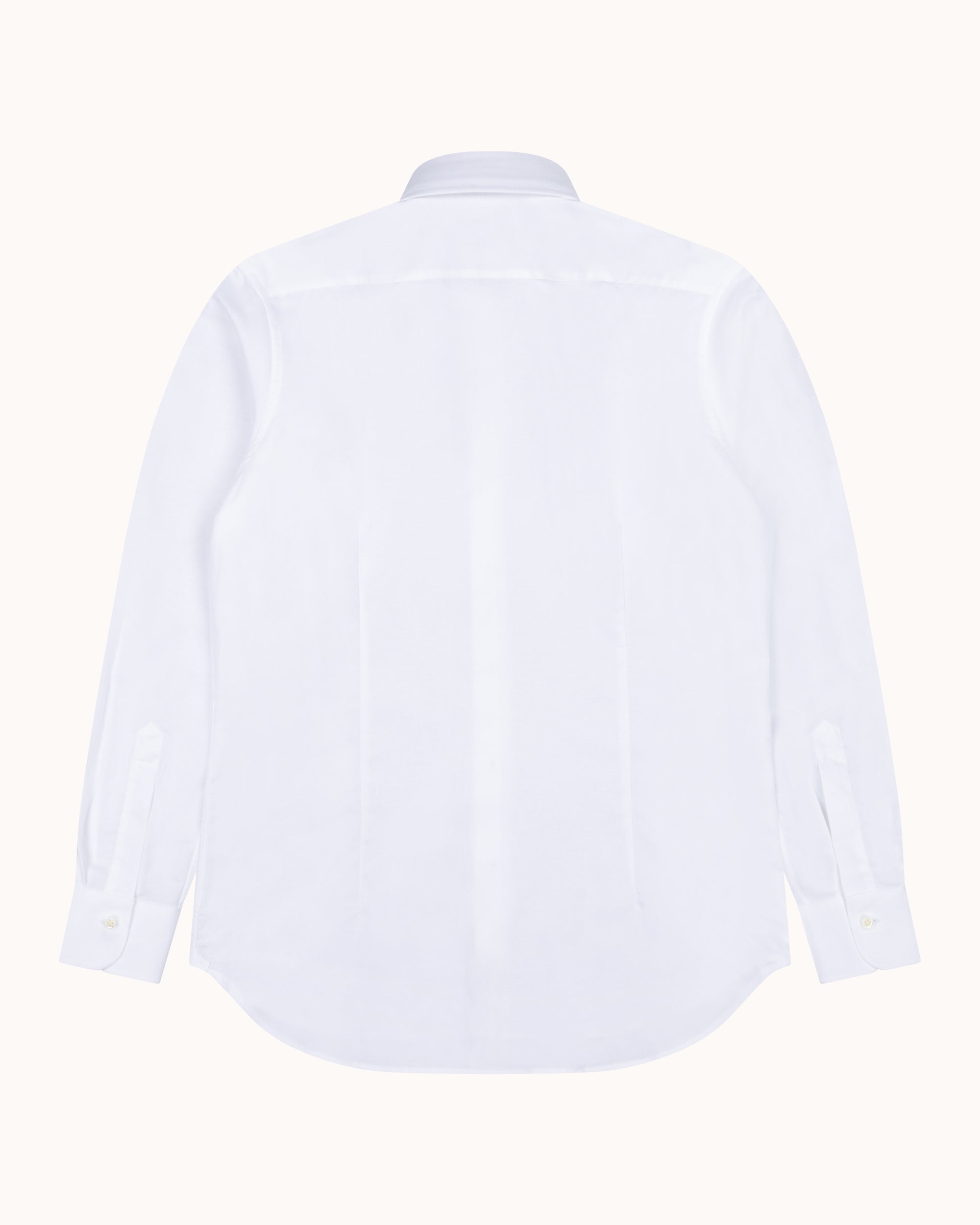Spread Collar Shirt - White Cotton Linen