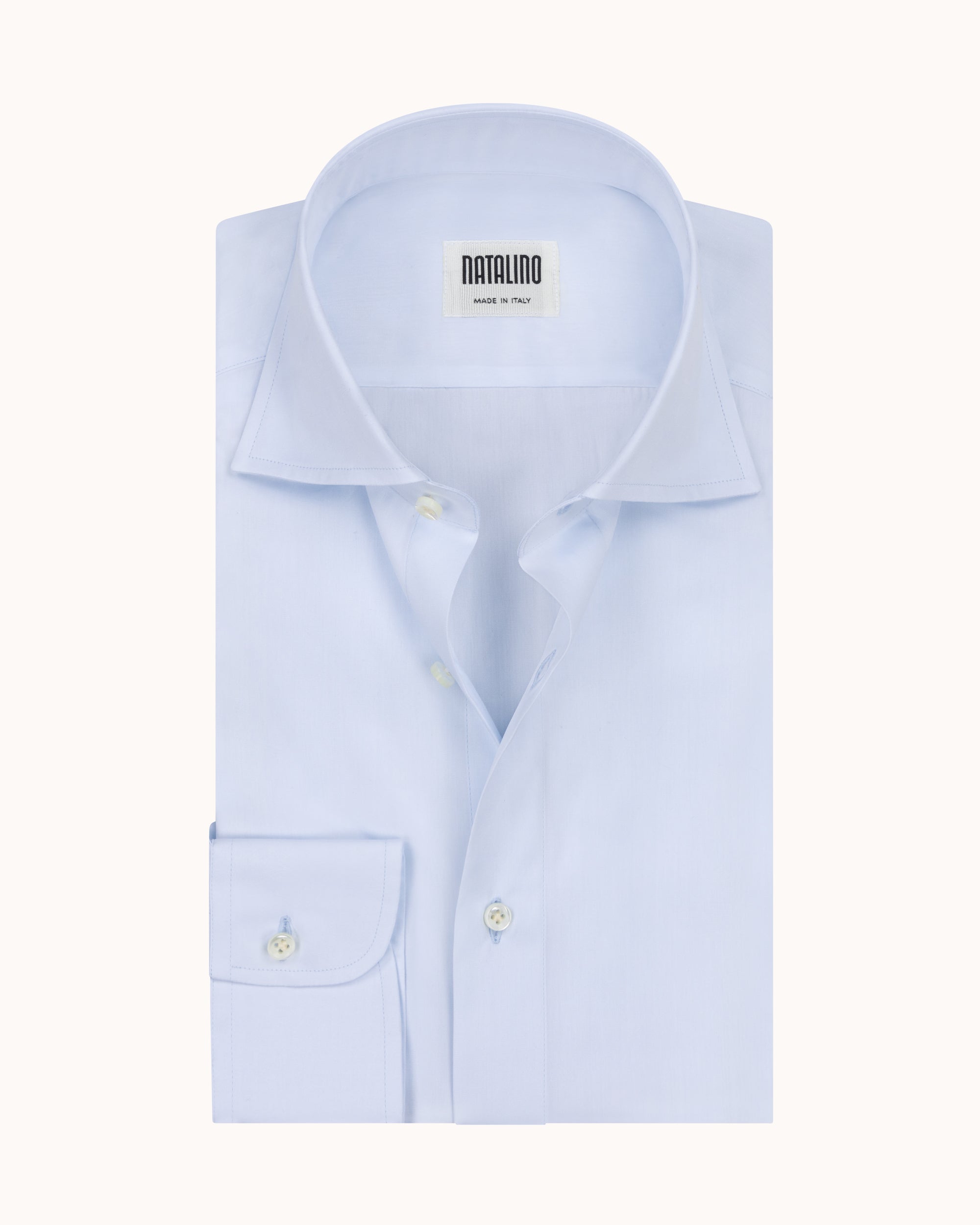 Spread Collar Shirt - Ice Blue Cotton Poplin