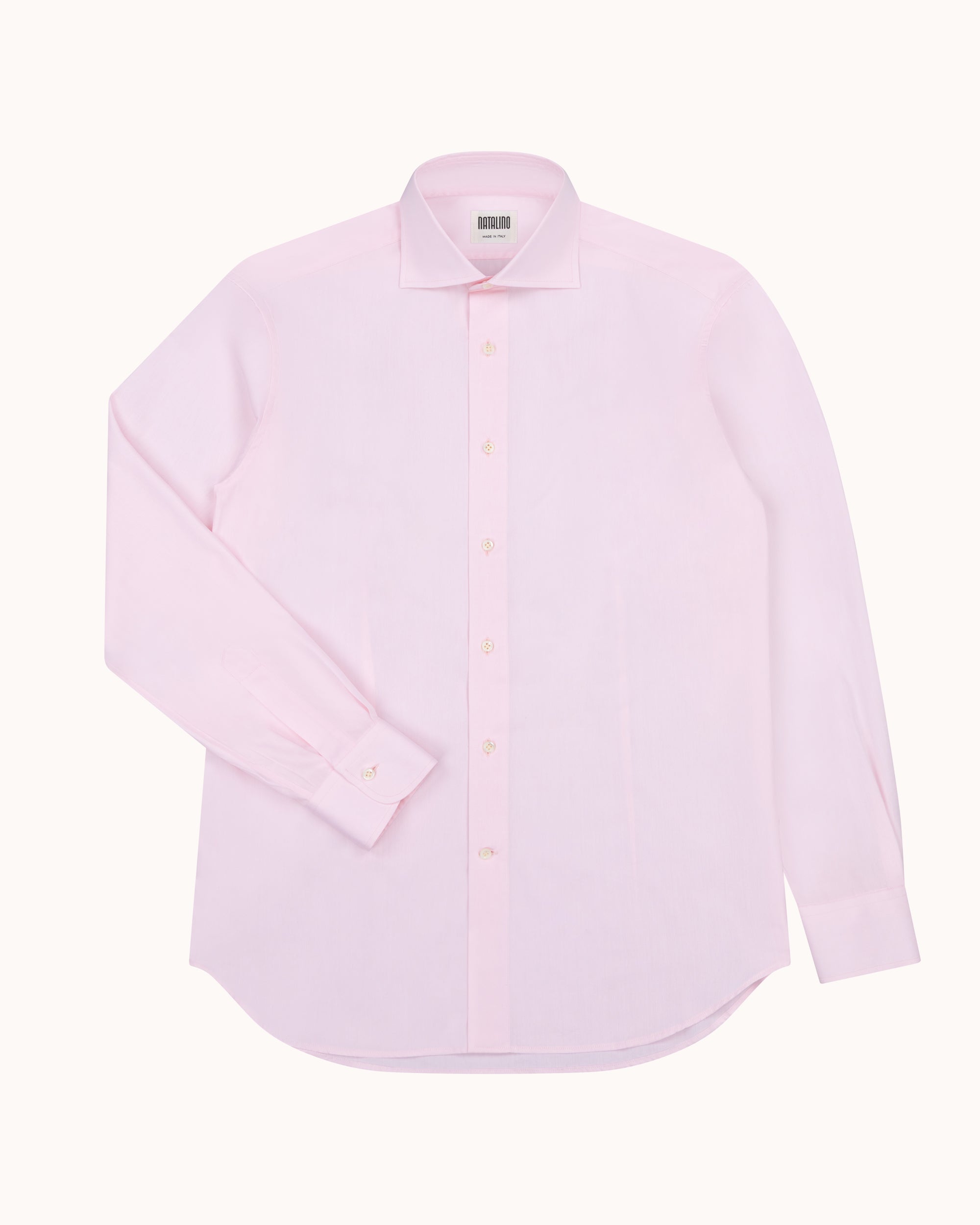 Spread Collar Shirt - Pink Cotton Poplin