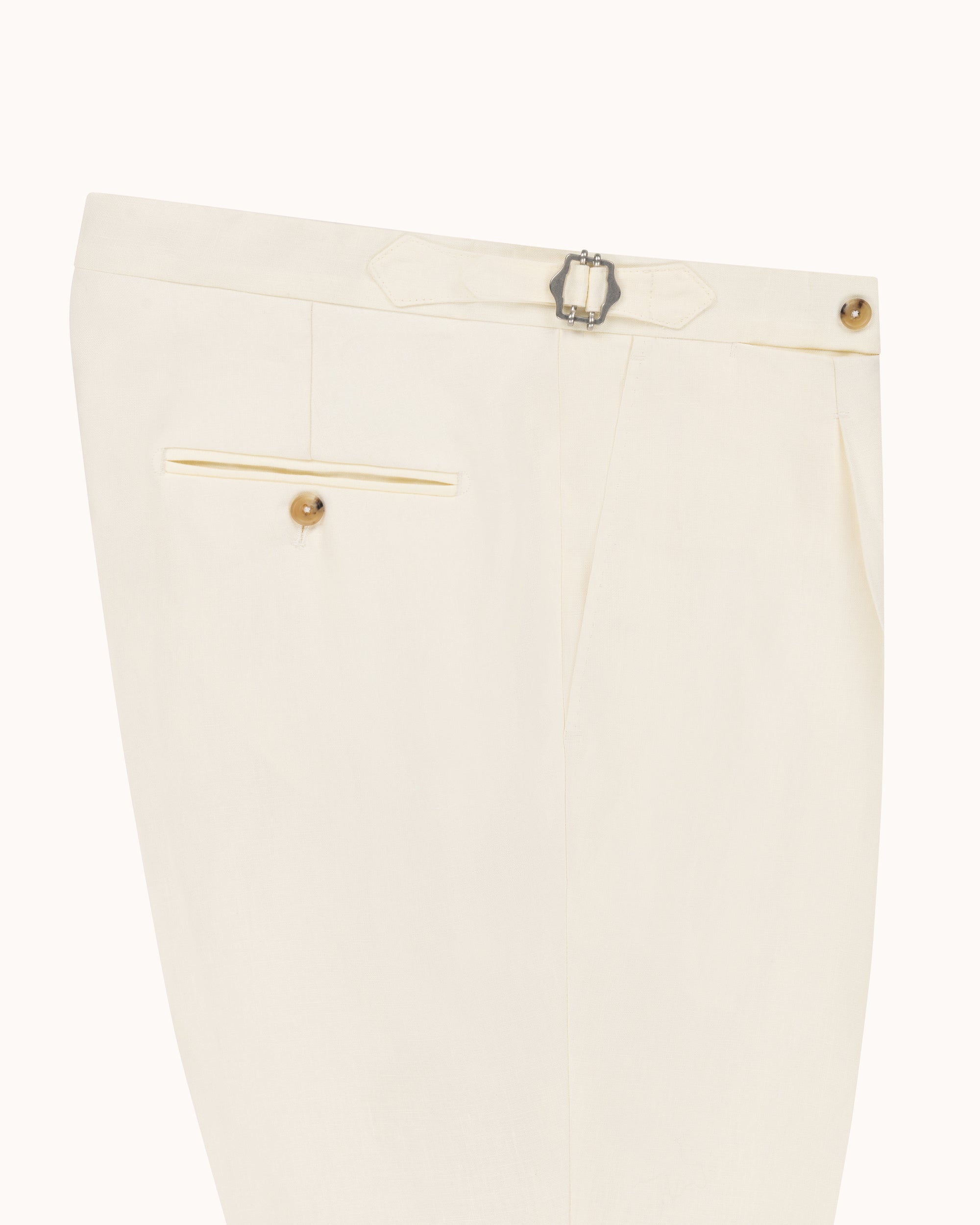 Classic Pleated Trouser - Cream Linen
