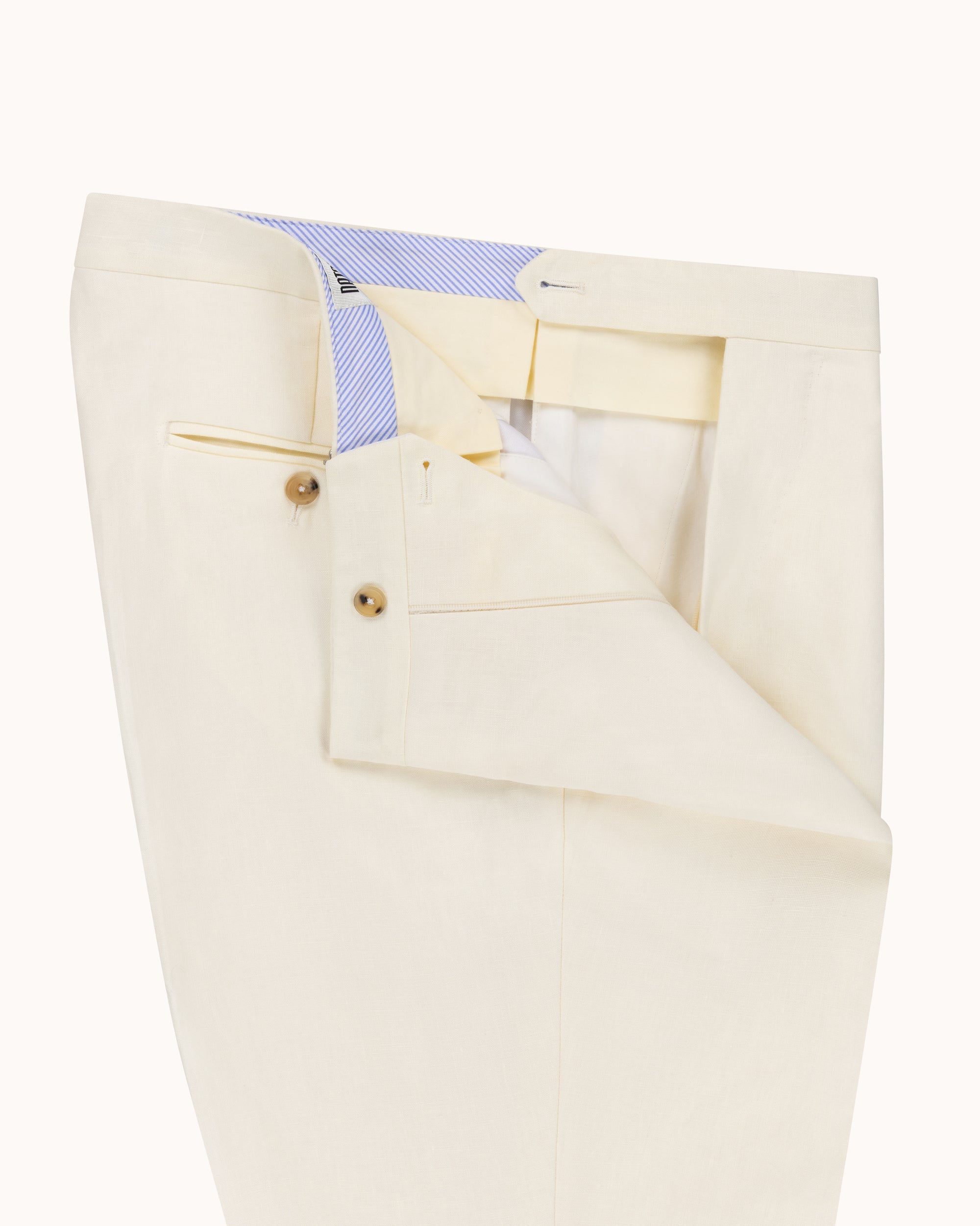 Classic Pleated Trouser - Cream Linen