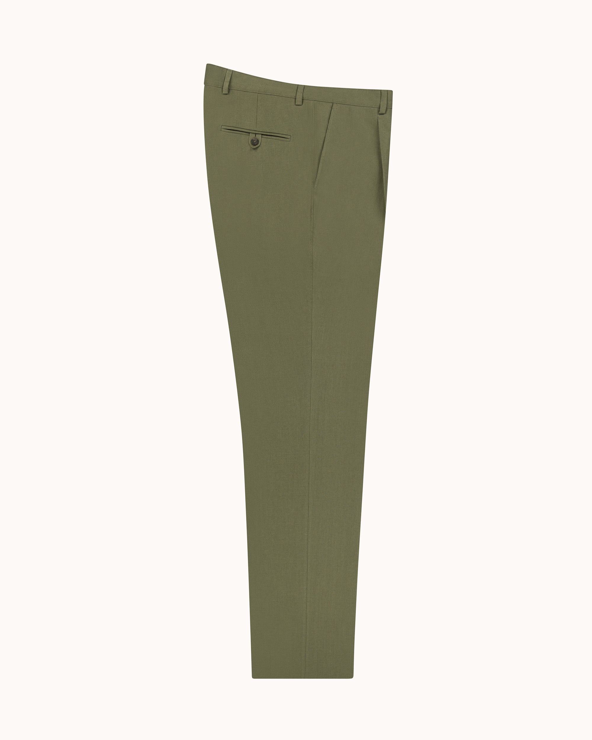 Casual Relaxed Pleated Trouser - Sage Green Linen