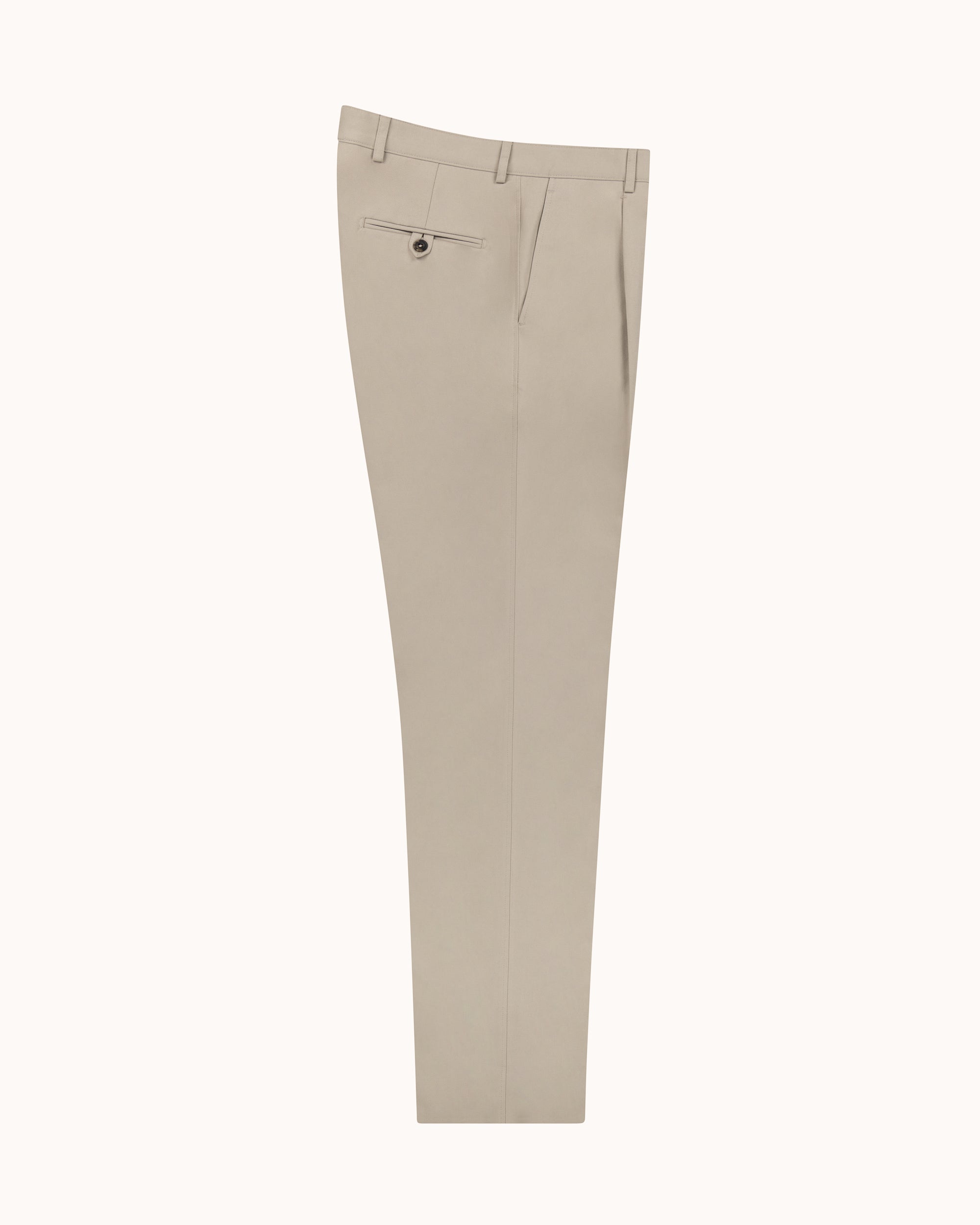 Casual Relaxed Pleated Trouser - Stone Brushed Cotton