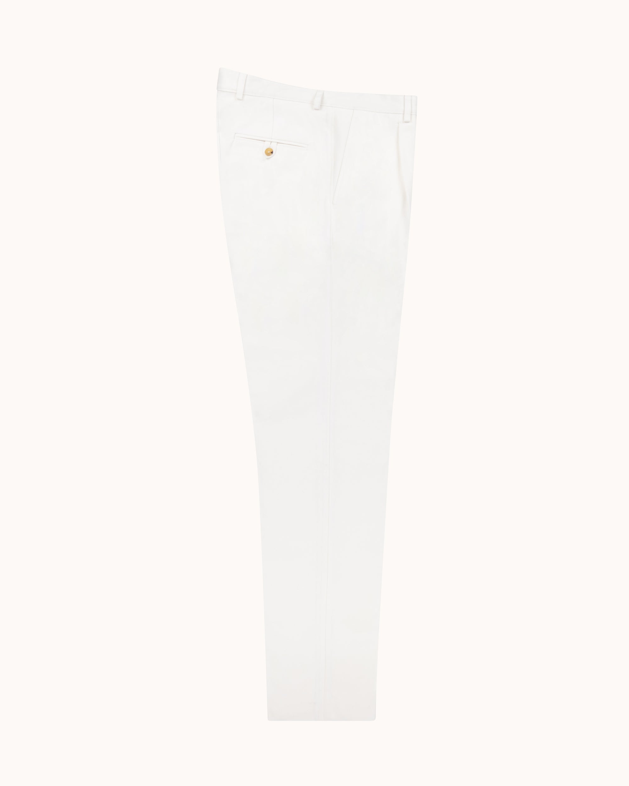 Casual Relaxed Pleated Trouser - White Brushed Cotton