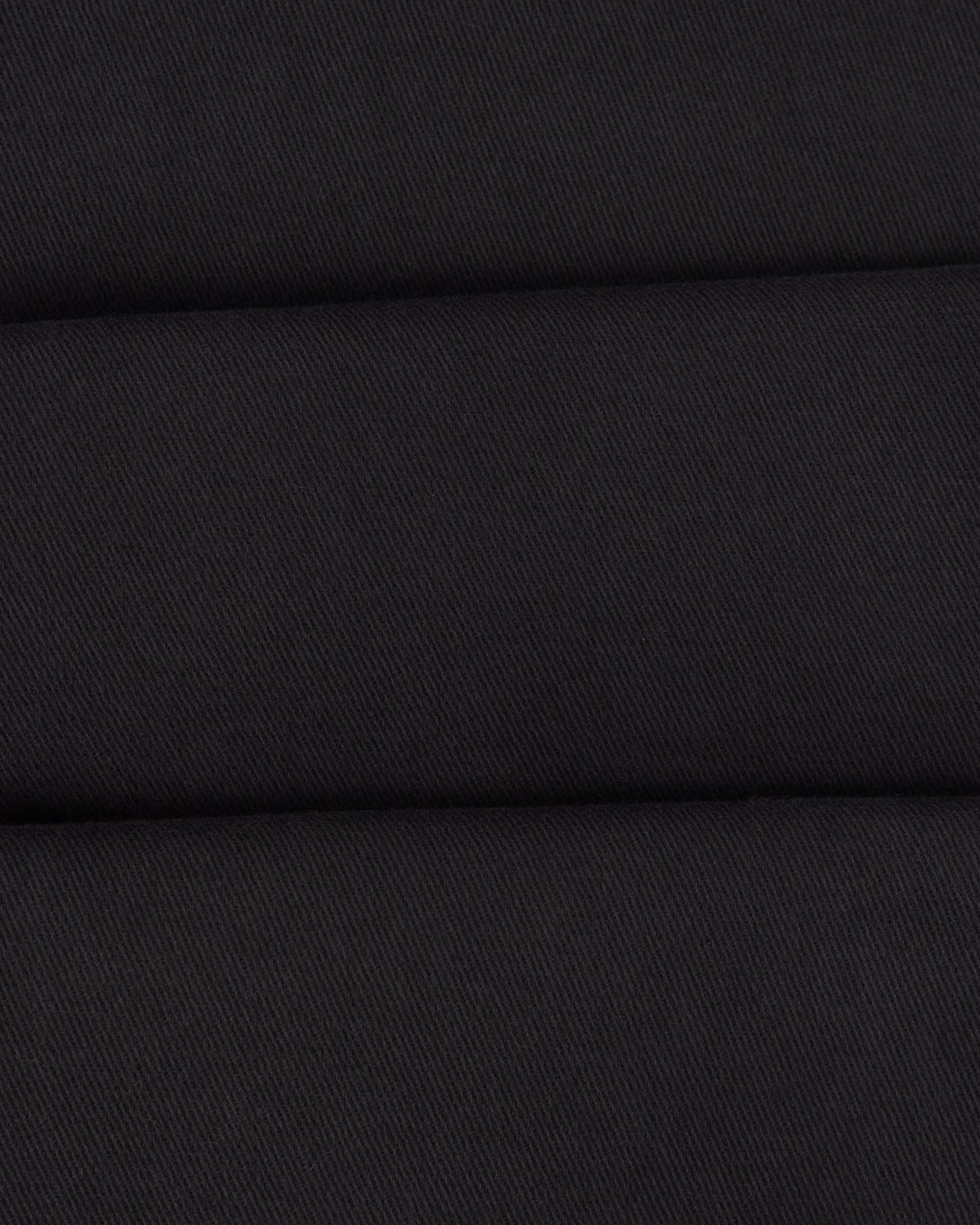 Casual Relaxed Pleated Trouser - Black Brushed Cotton