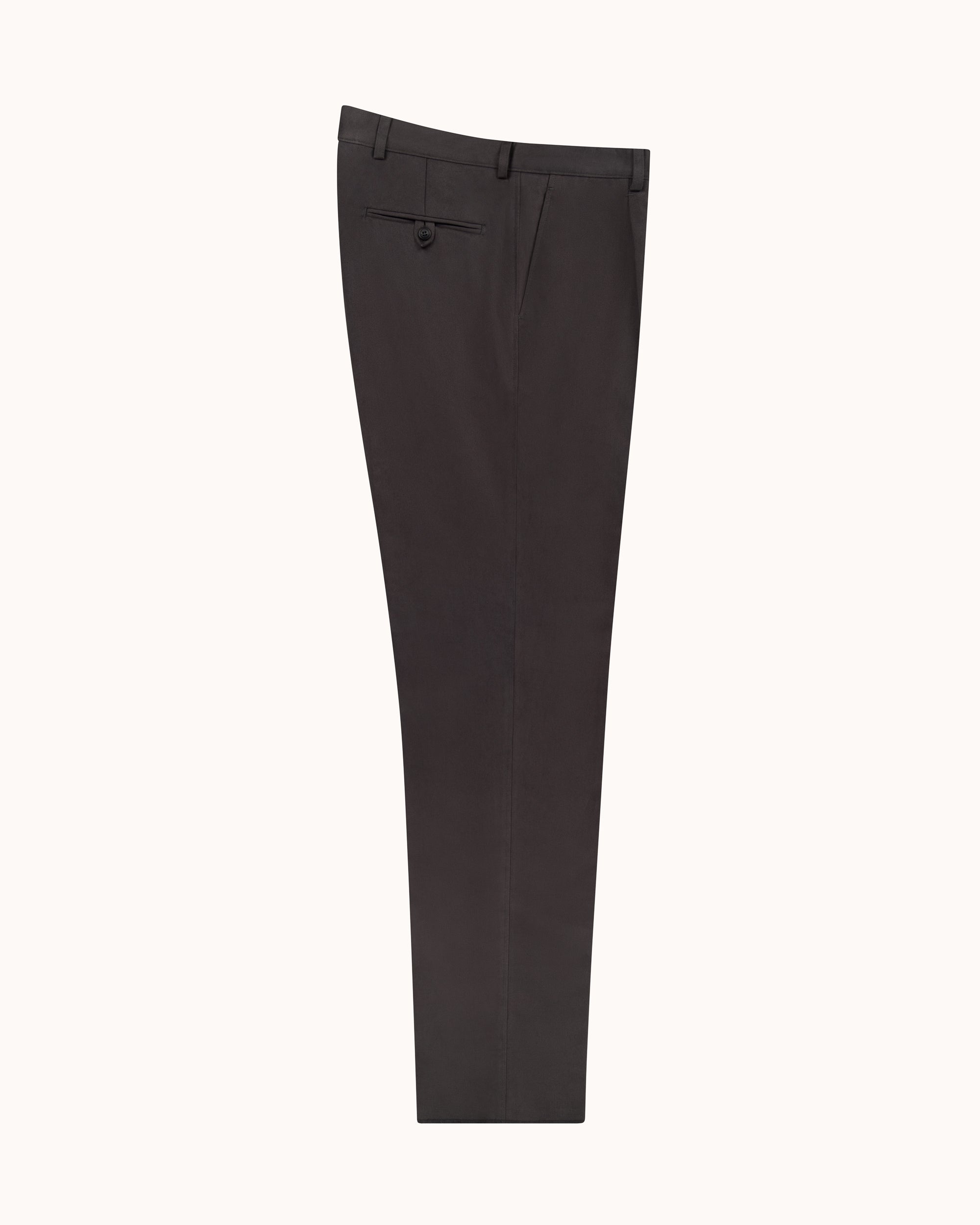 Casual Relaxed Pleated Trouser - Anthracite Brushed Cotton
