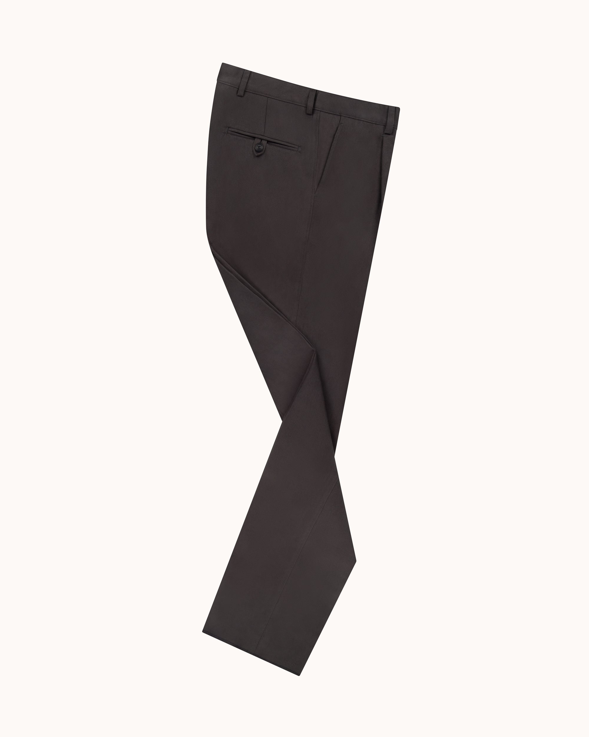 Casual Relaxed Pleated Trouser - Anthracite Brushed Cotton