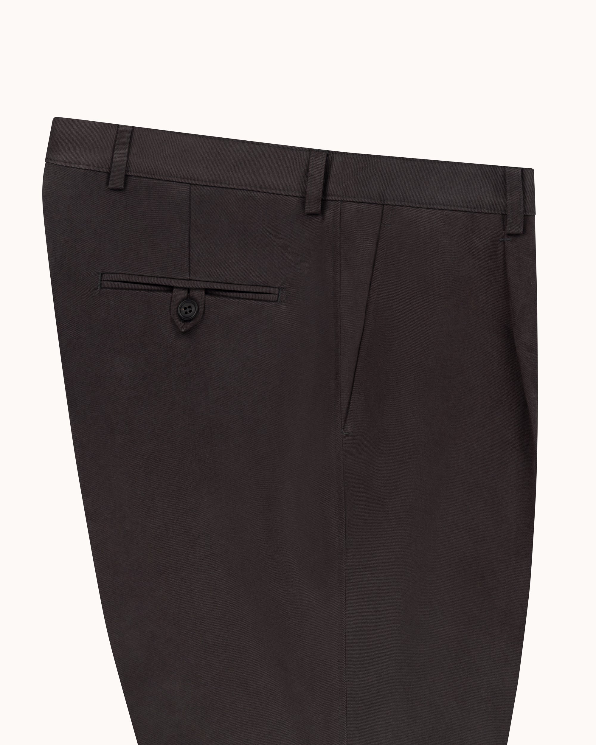 Casual Relaxed Pleated Trouser - Anthracite Brushed Cotton