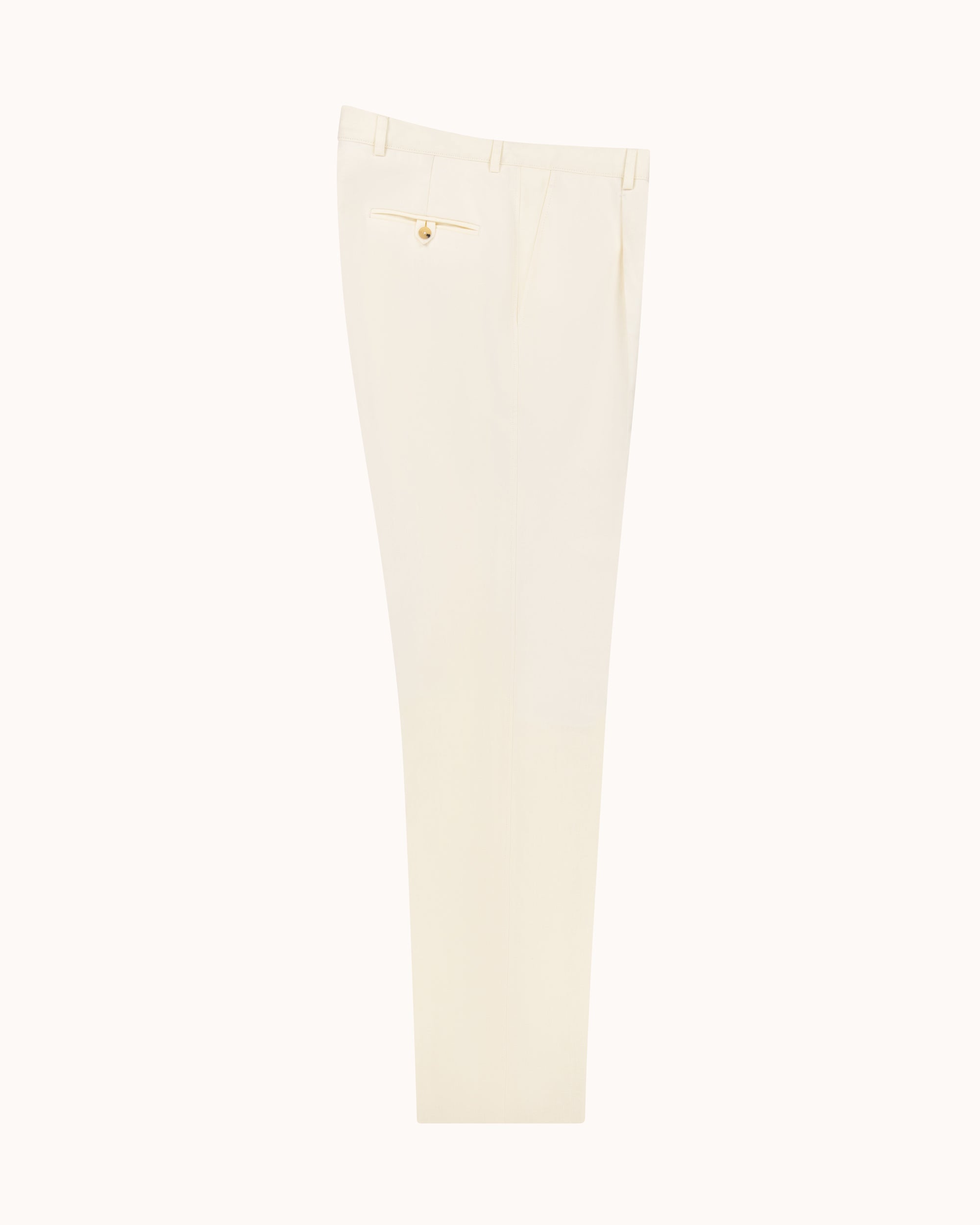Casual Relaxed Pleated Trouser - Cream Linen