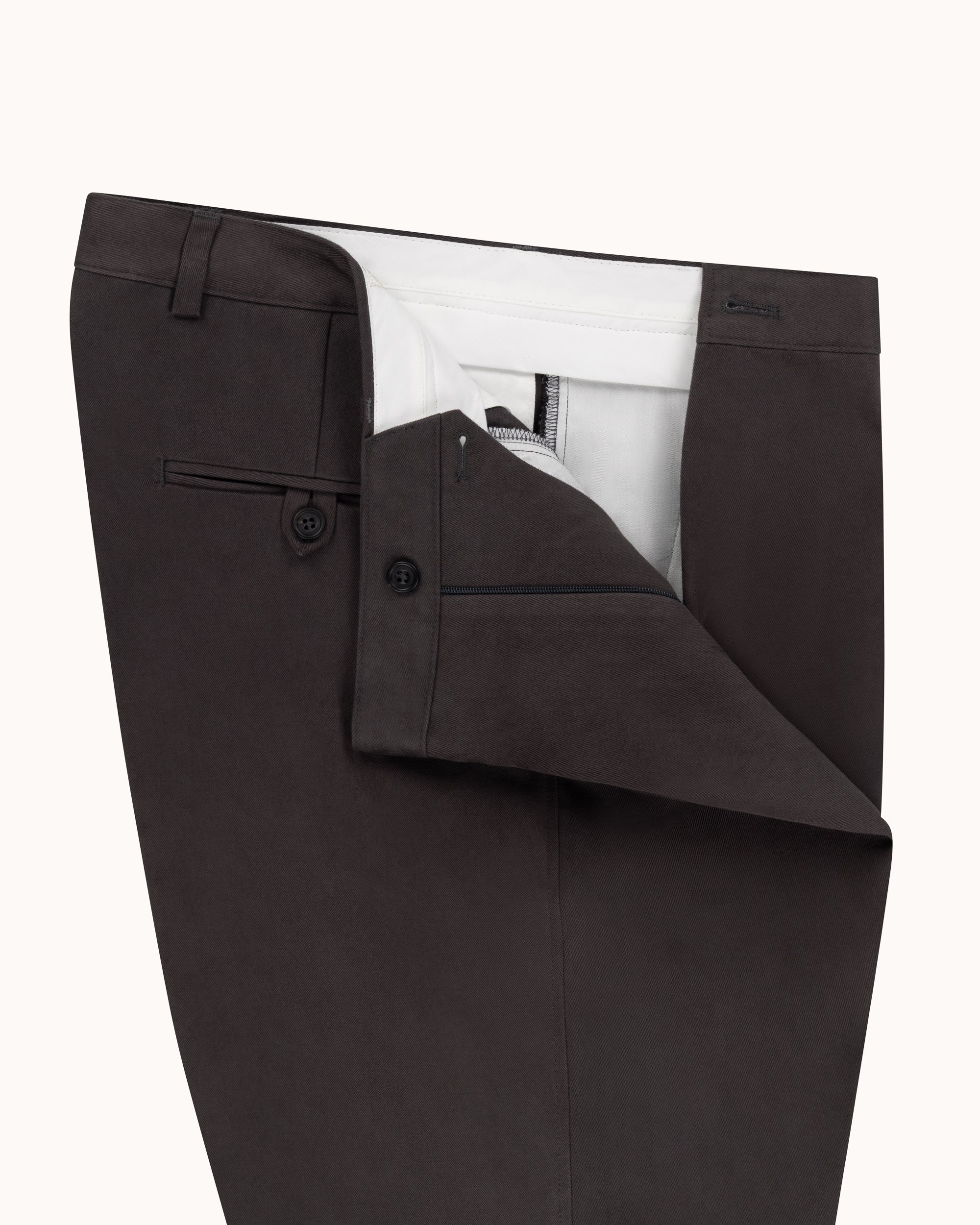 Casual Relaxed Pleated Trouser - Anthracite Brushed Cotton