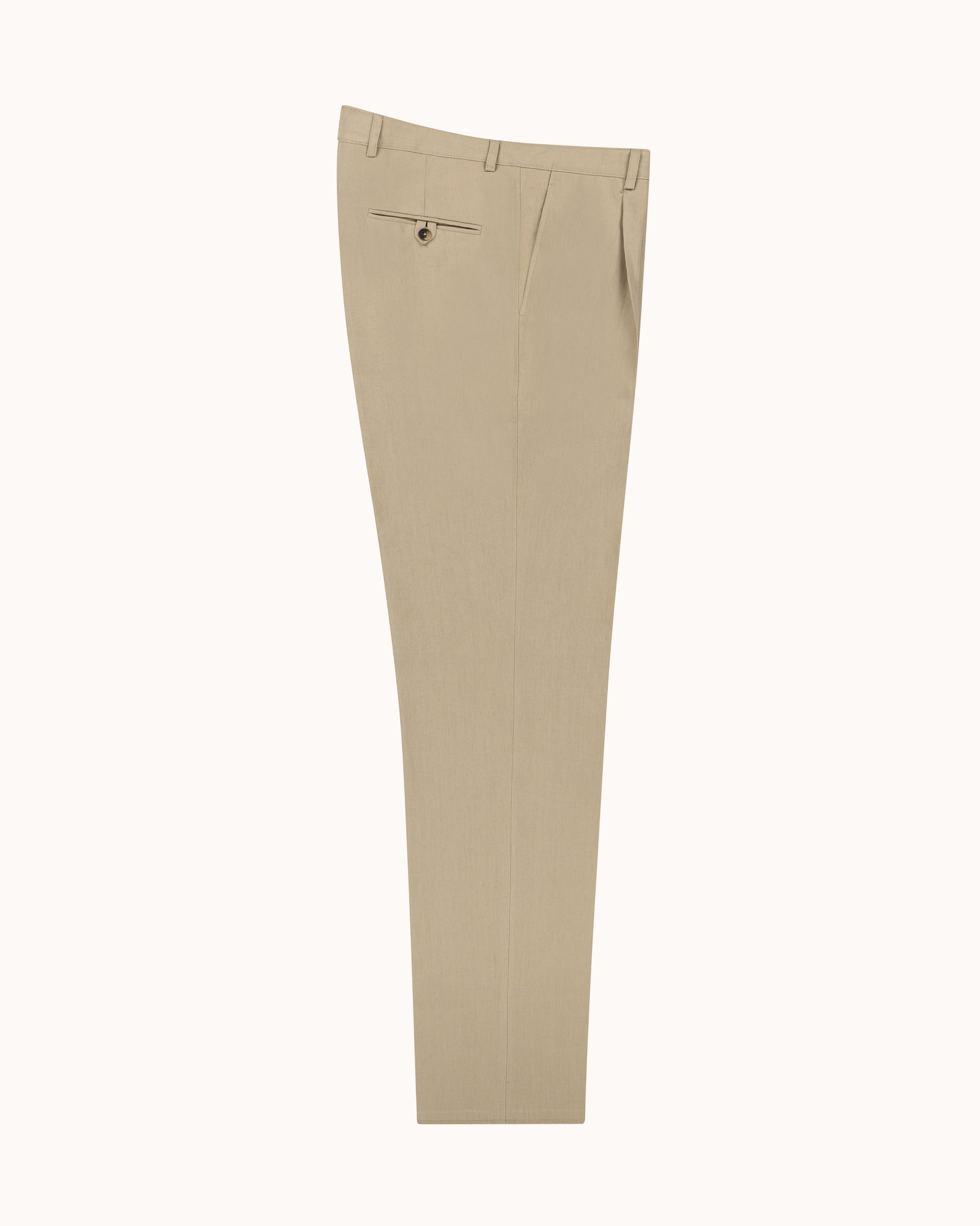 Casual Relaxed Pleated Trouser - Sand Linen