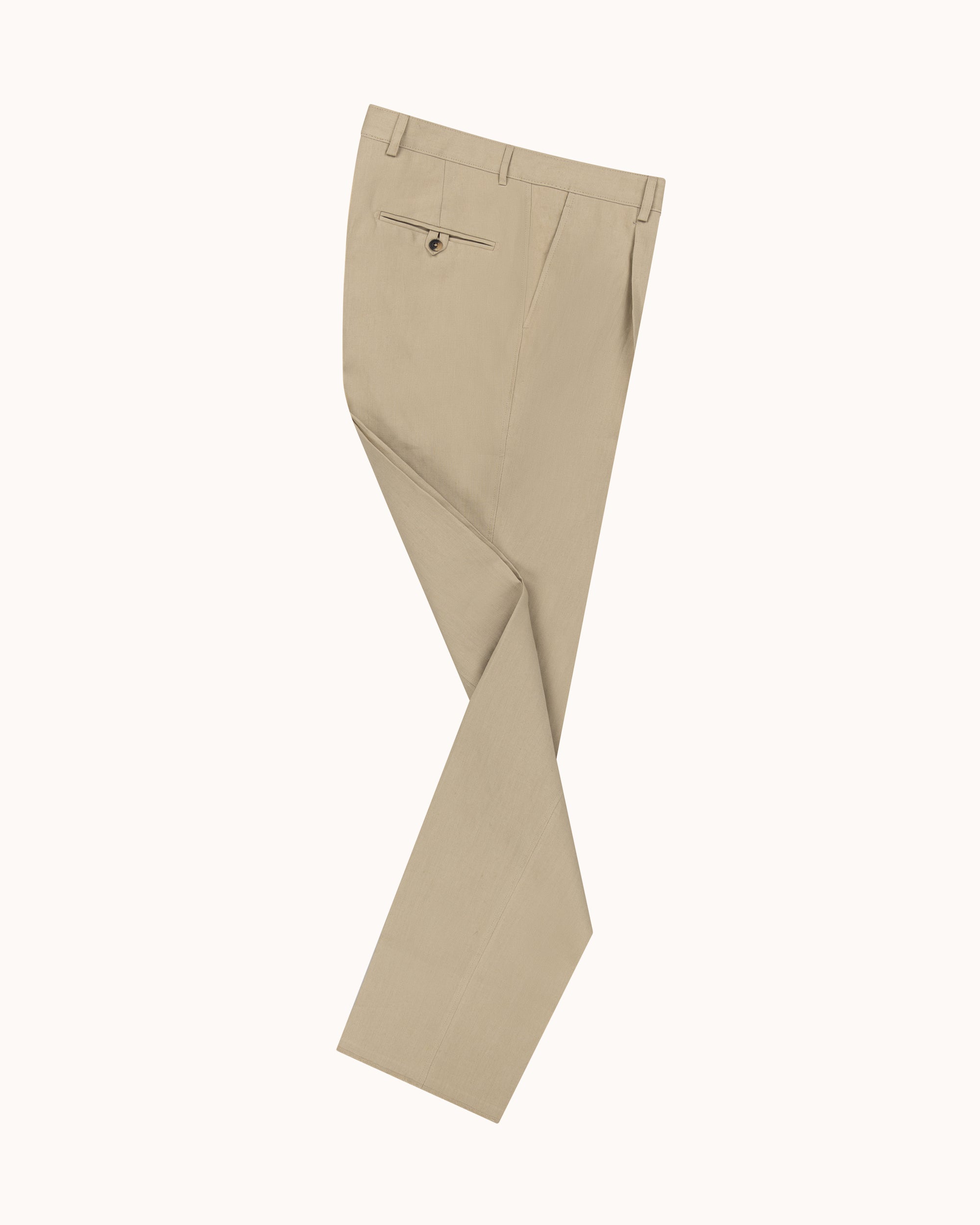 Casual Relaxed Pleated Trouser - Sand Linen