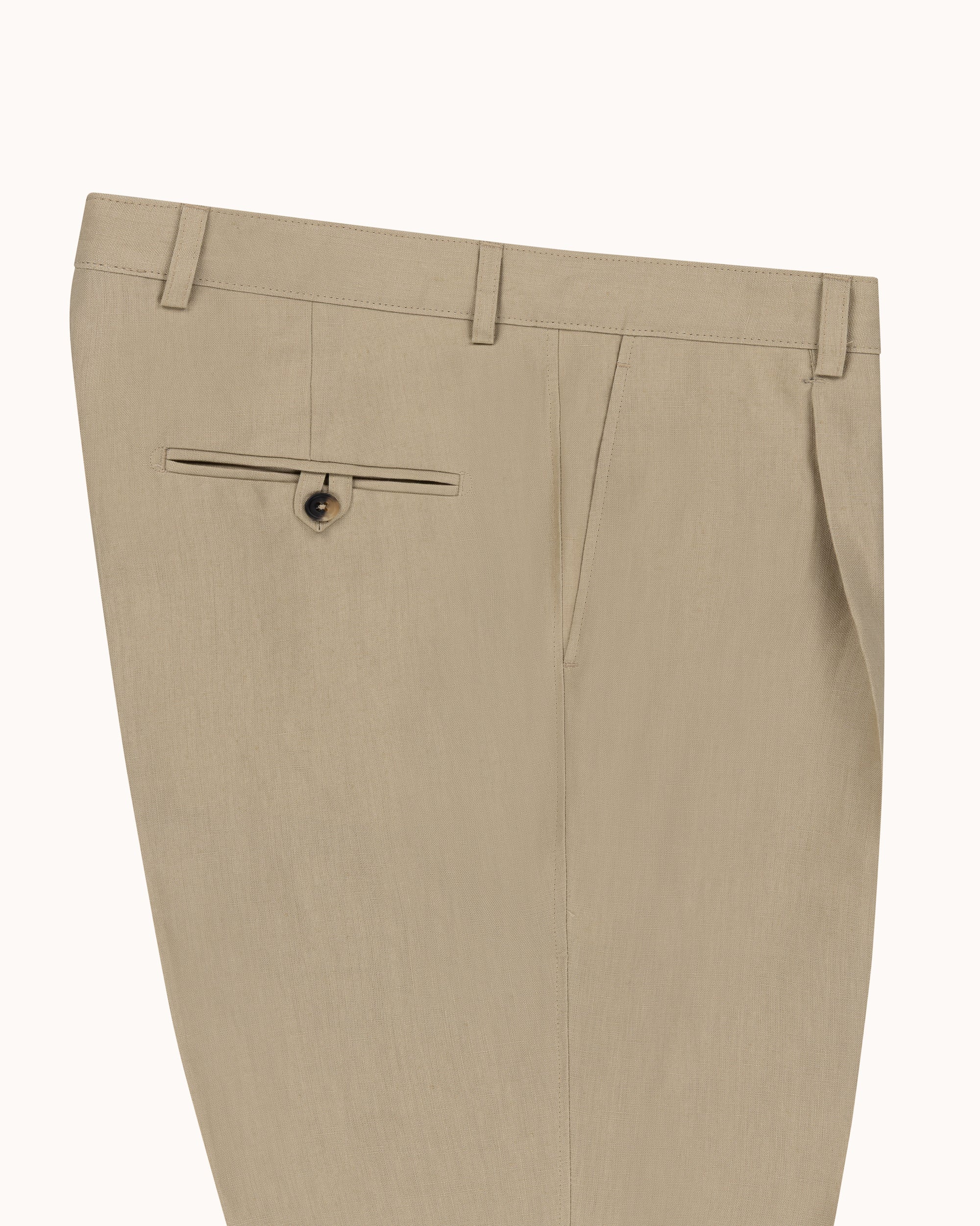 Casual Relaxed Pleated Trouser - Sand Linen