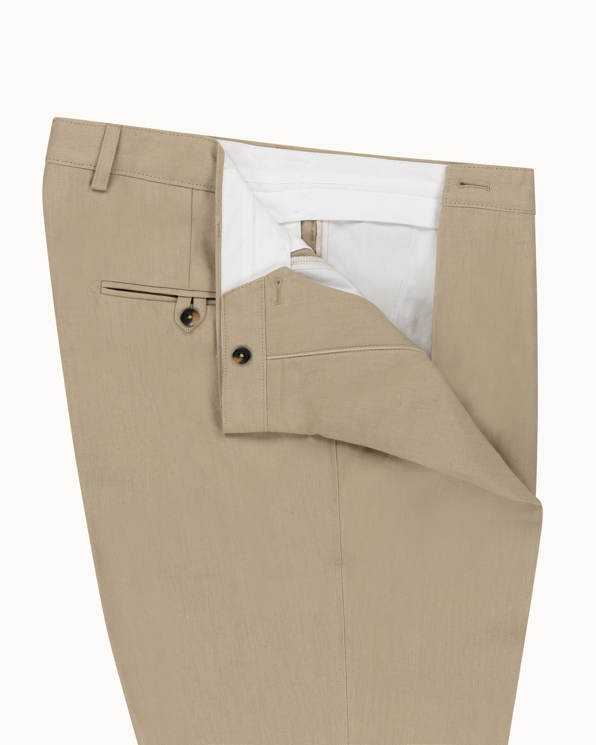 Casual Relaxed Pleated Trouser - Sand Linen