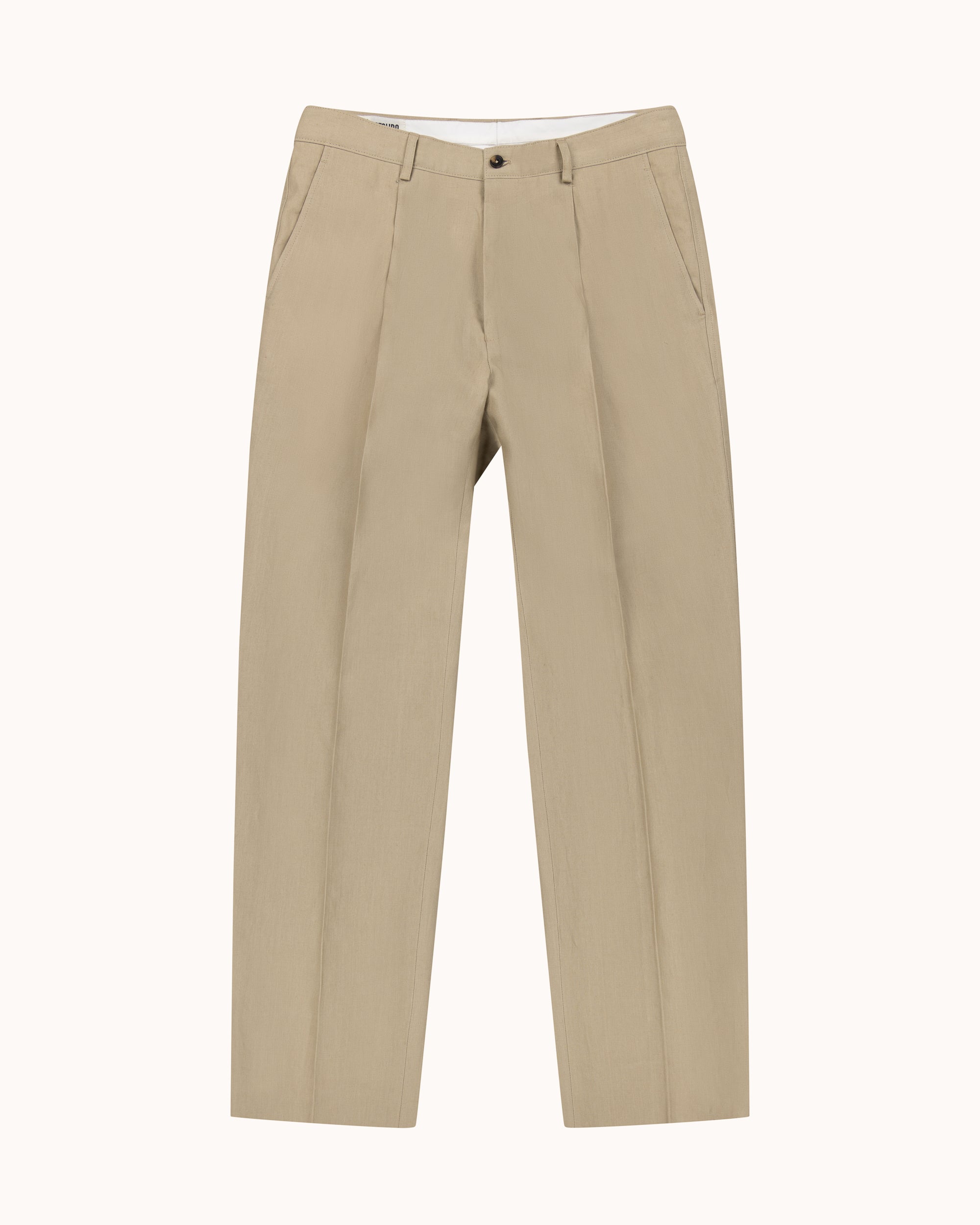 Casual Relaxed Pleated Trouser - Sand Linen