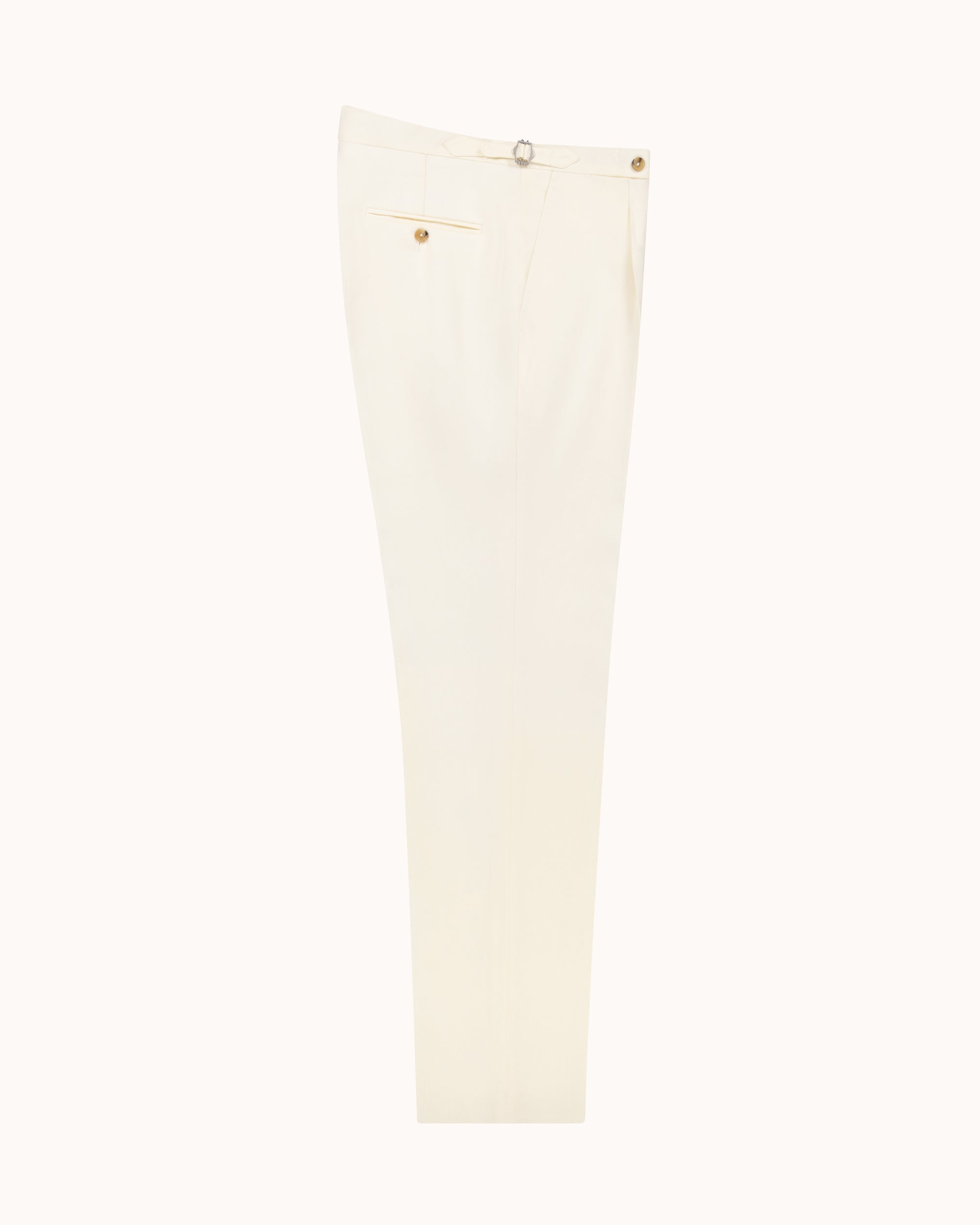 Classic Pleated Trouser - Cream Linen