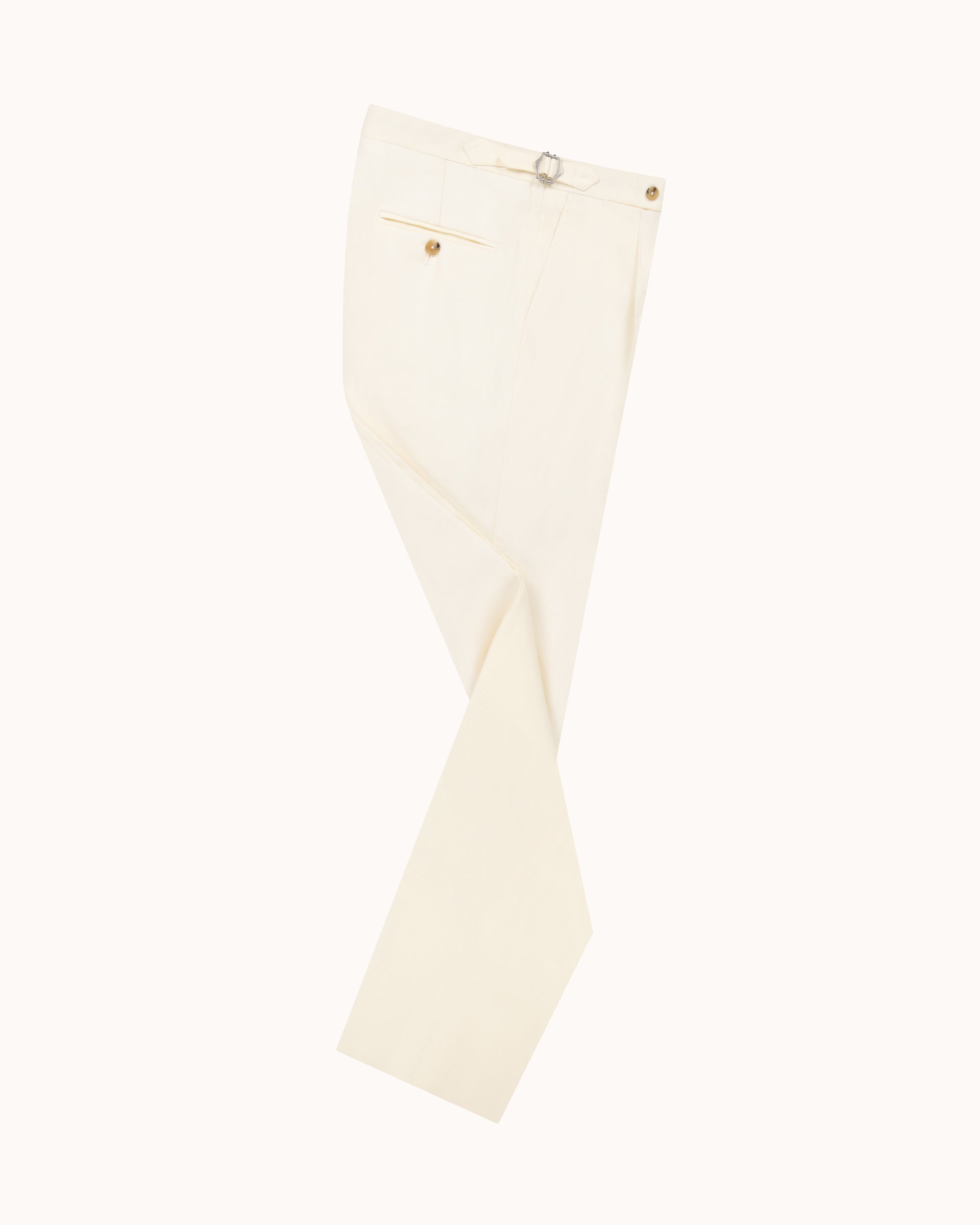 Classic Pleated Trouser - Cream Linen