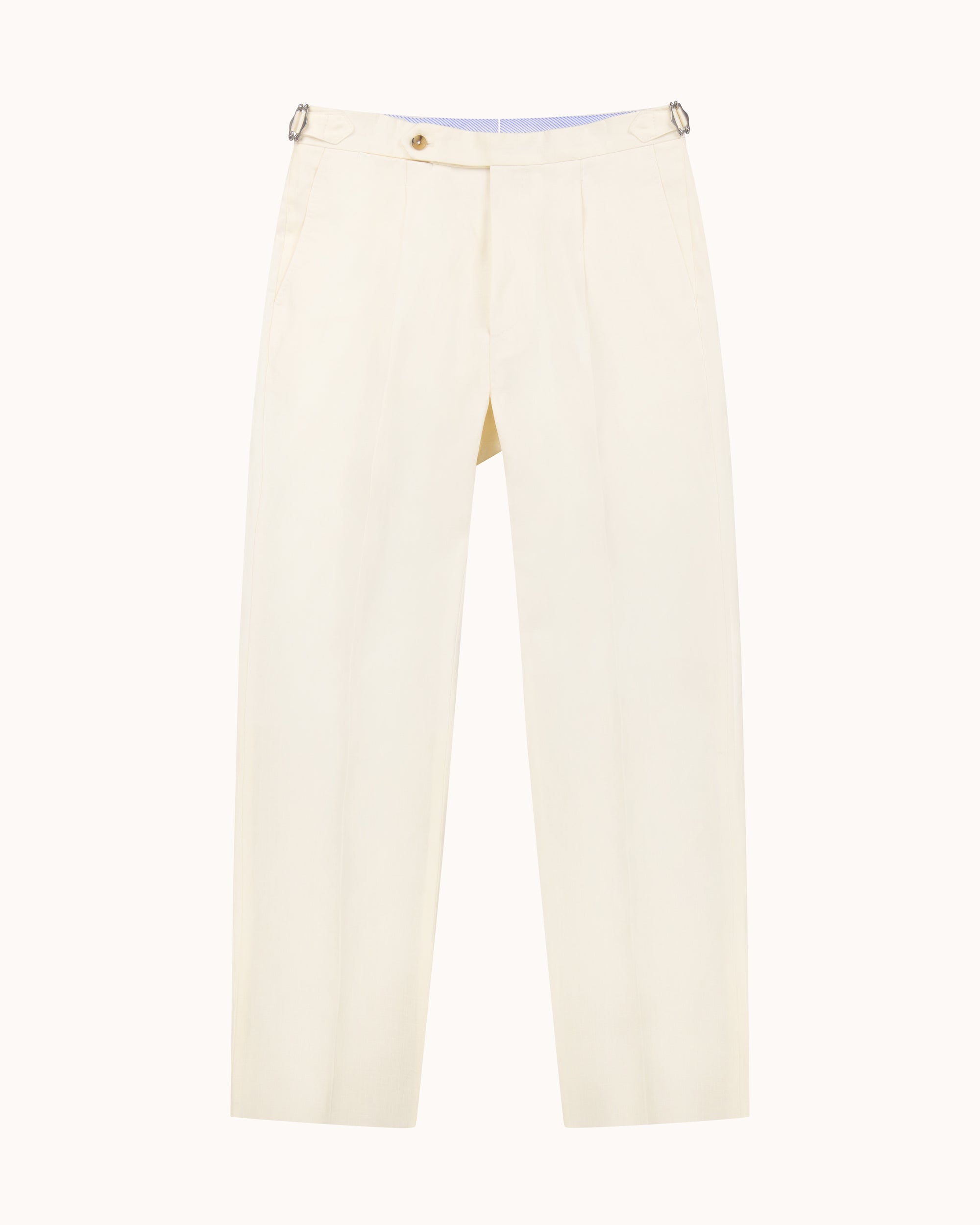Classic Pleated Trouser - Cream Linen